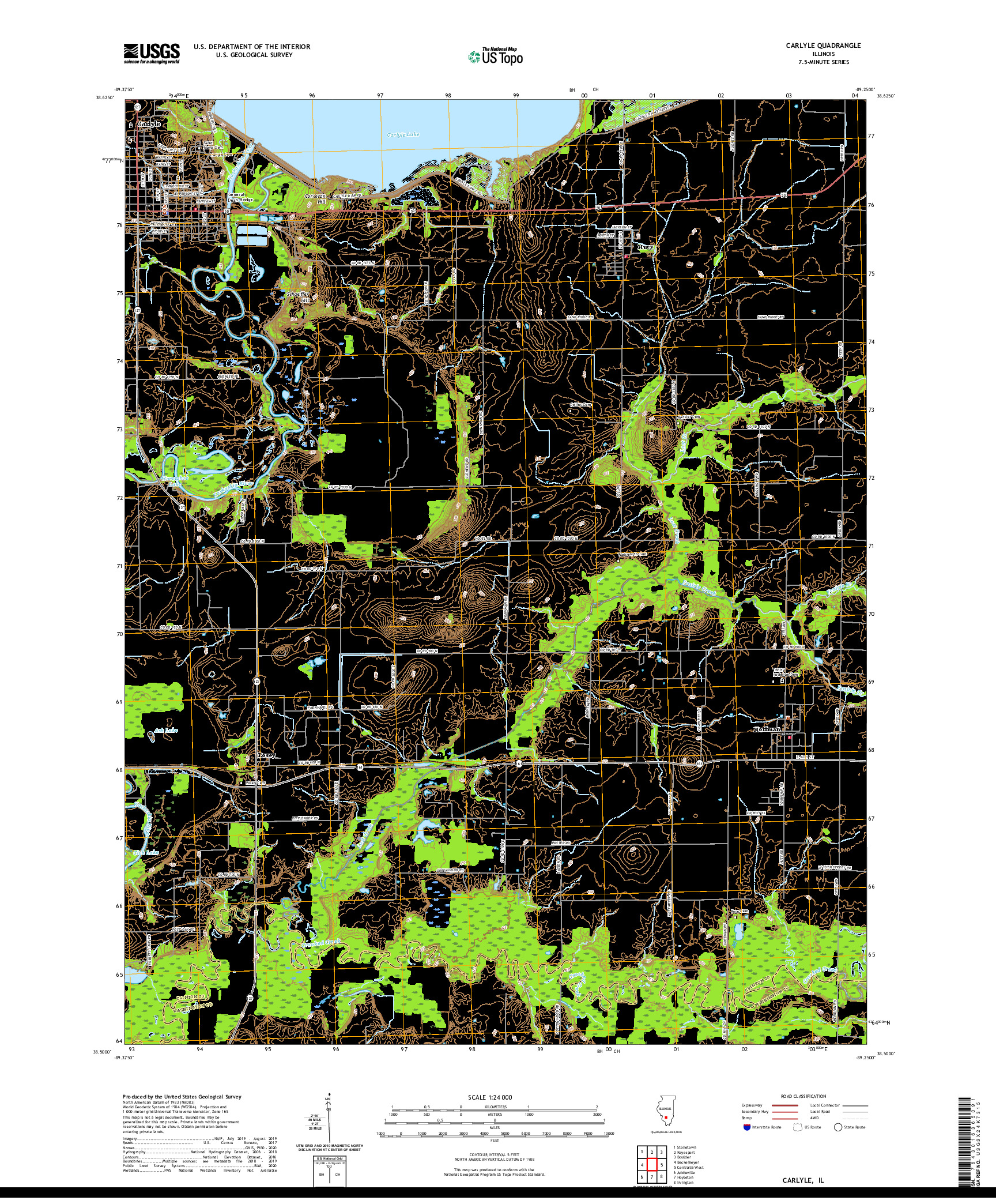 USGS US TOPO 7.5-MINUTE MAP FOR CARLYLE, IL 2021