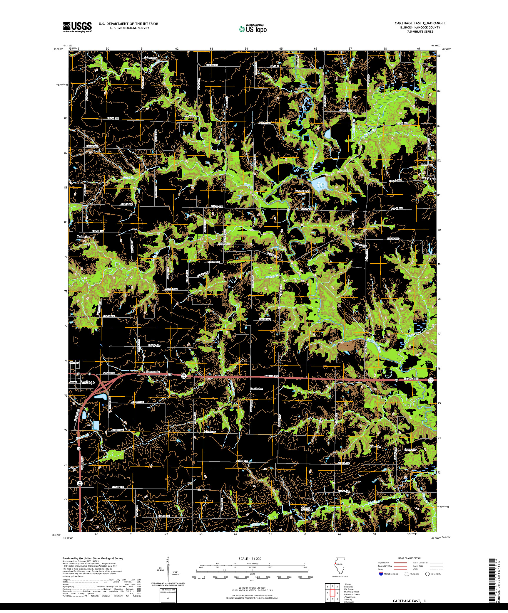 USGS US TOPO 7.5-MINUTE MAP FOR CARTHAGE EAST, IL 2021