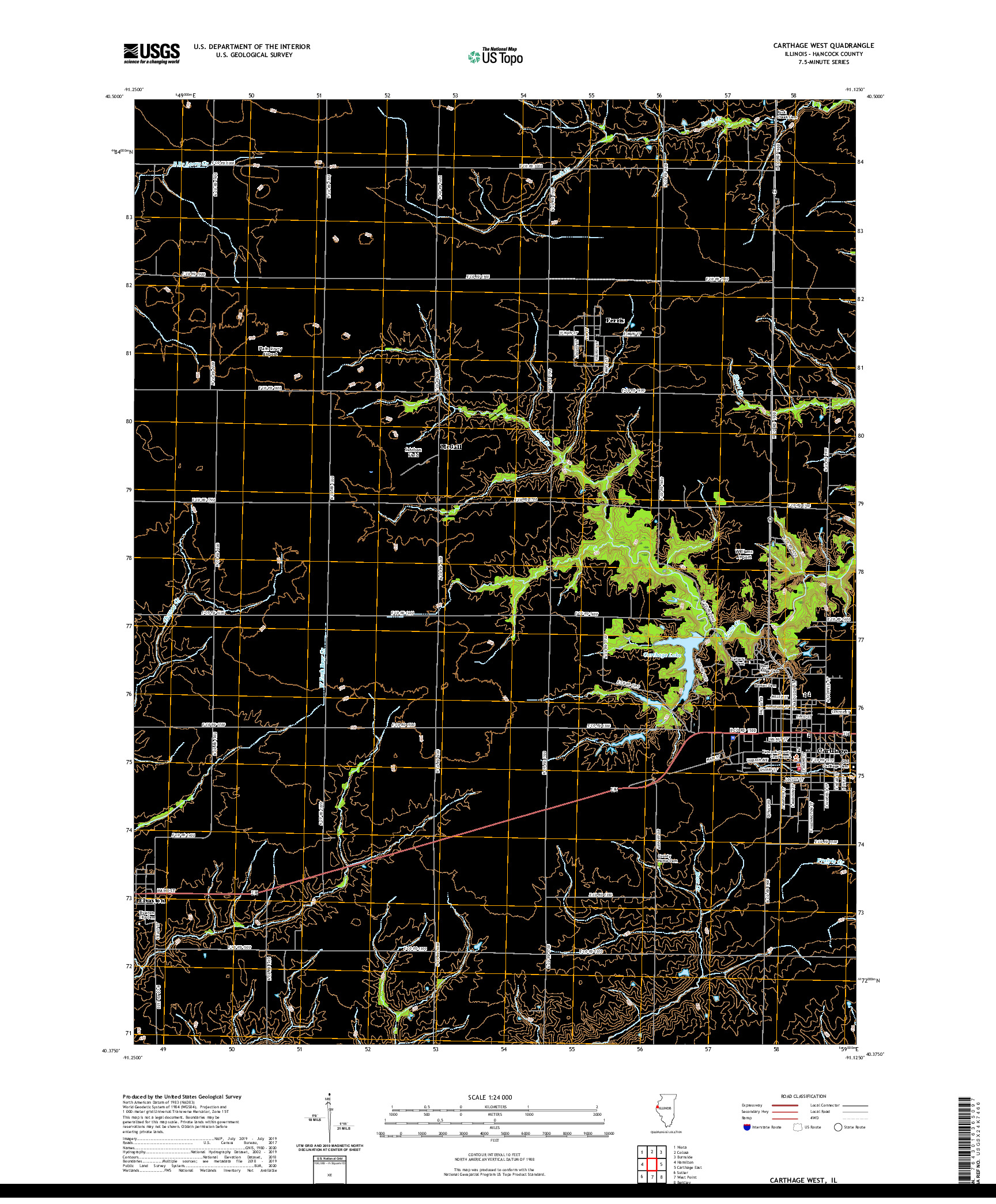 USGS US TOPO 7.5-MINUTE MAP FOR CARTHAGE WEST, IL 2021