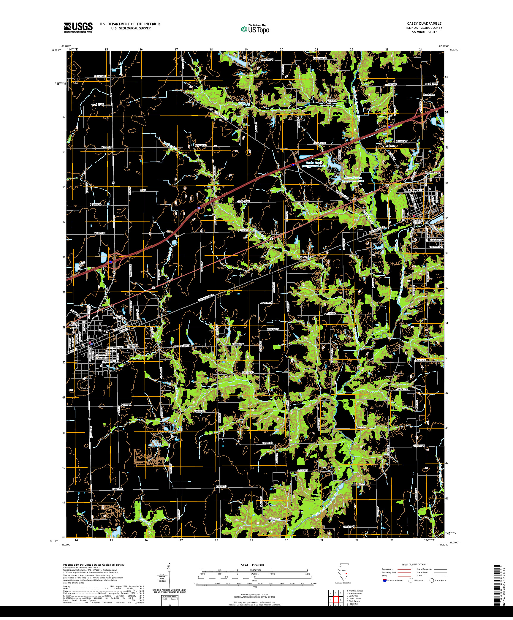 USGS US TOPO 7.5-MINUTE MAP FOR CASEY, IL 2021