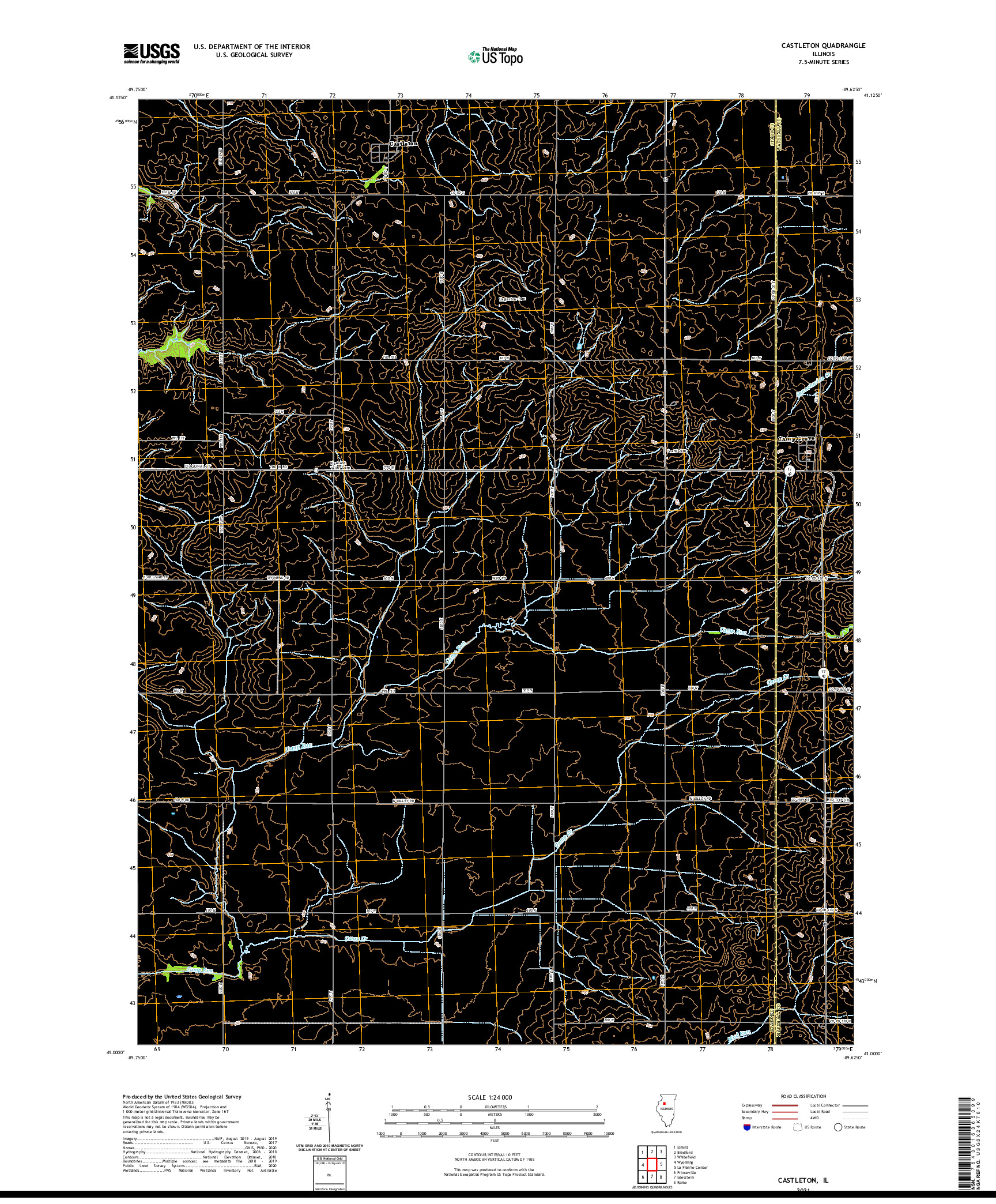 USGS US TOPO 7.5-MINUTE MAP FOR CASTLETON, IL 2021