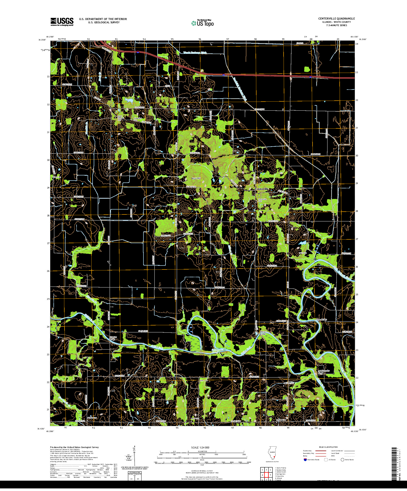 USGS US TOPO 7.5-MINUTE MAP FOR CENTERVILLE, IL 2021