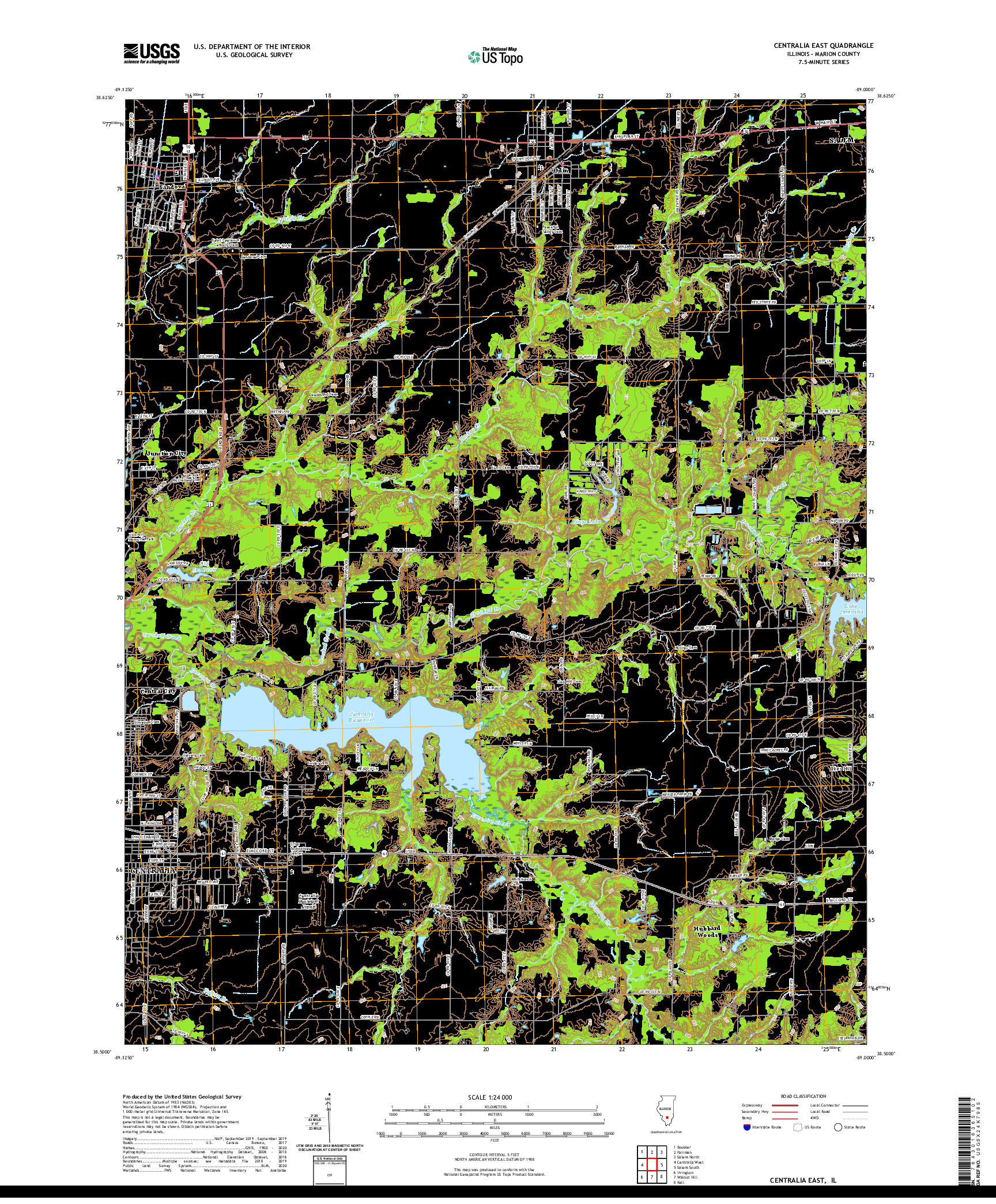 USGS US TOPO 7.5-MINUTE MAP FOR CENTRALIA EAST, IL 2021