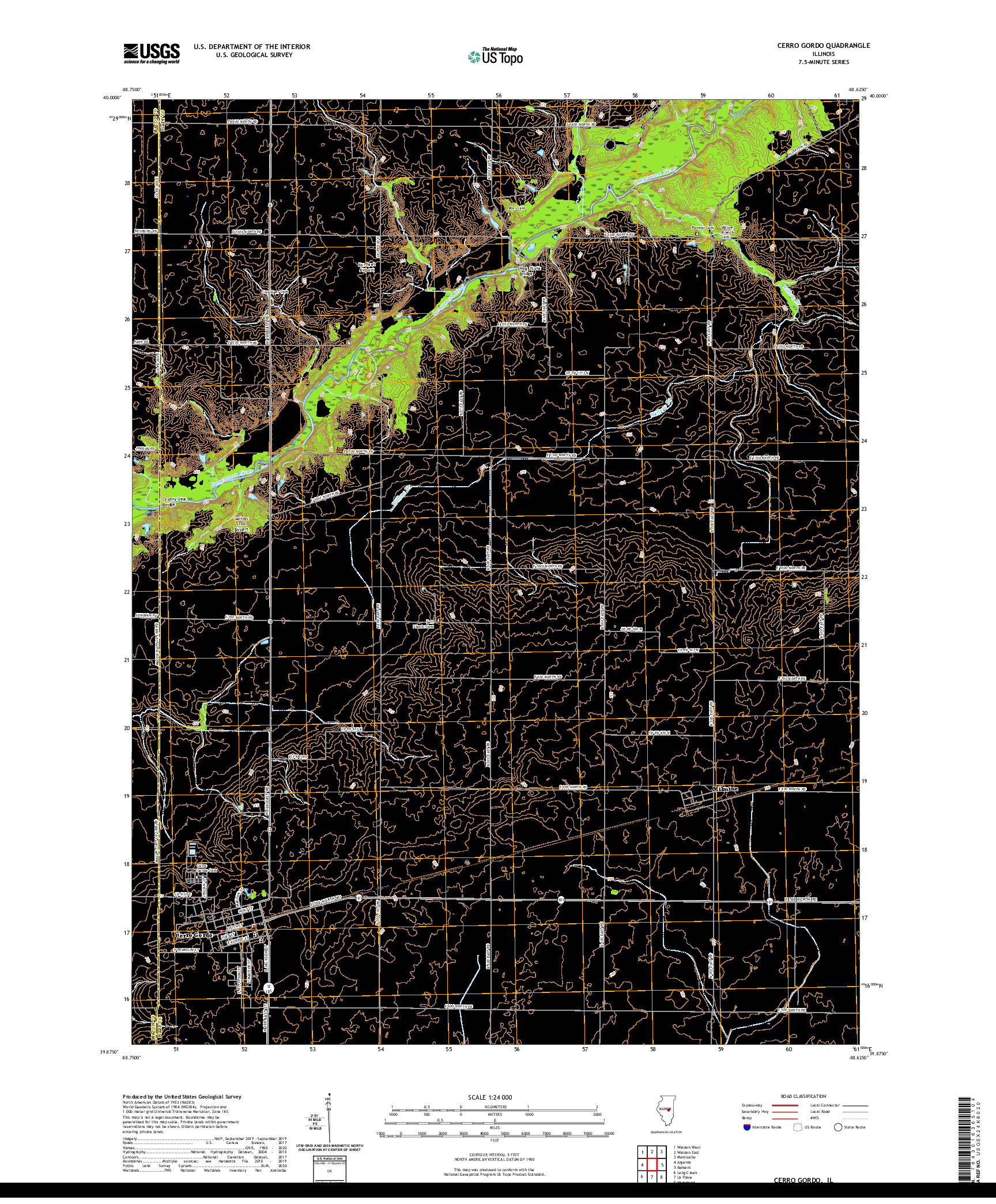 USGS US TOPO 7.5-MINUTE MAP FOR CERRO GORDO, IL 2021