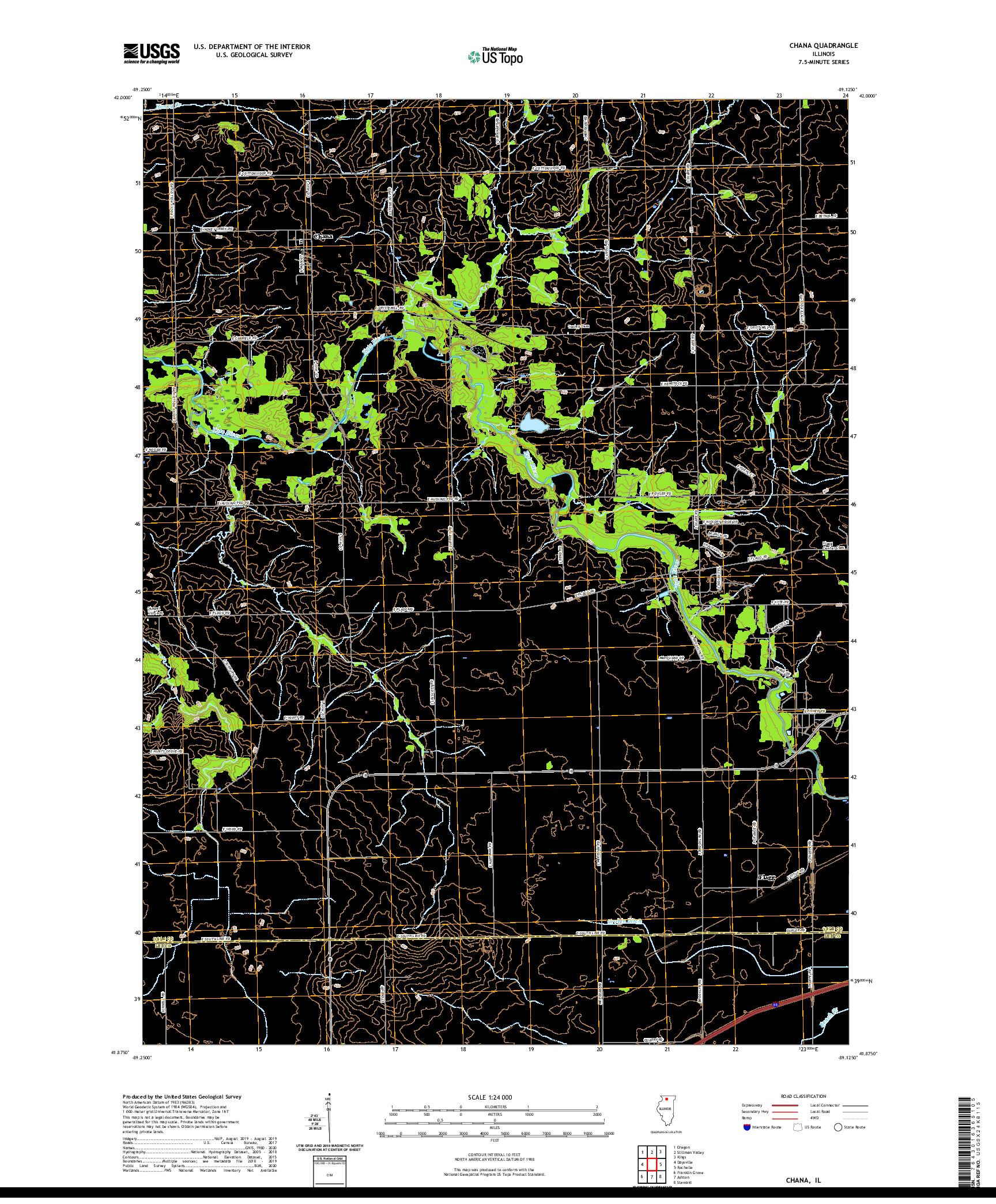 USGS US TOPO 7.5-MINUTE MAP FOR CHANA, IL 2021