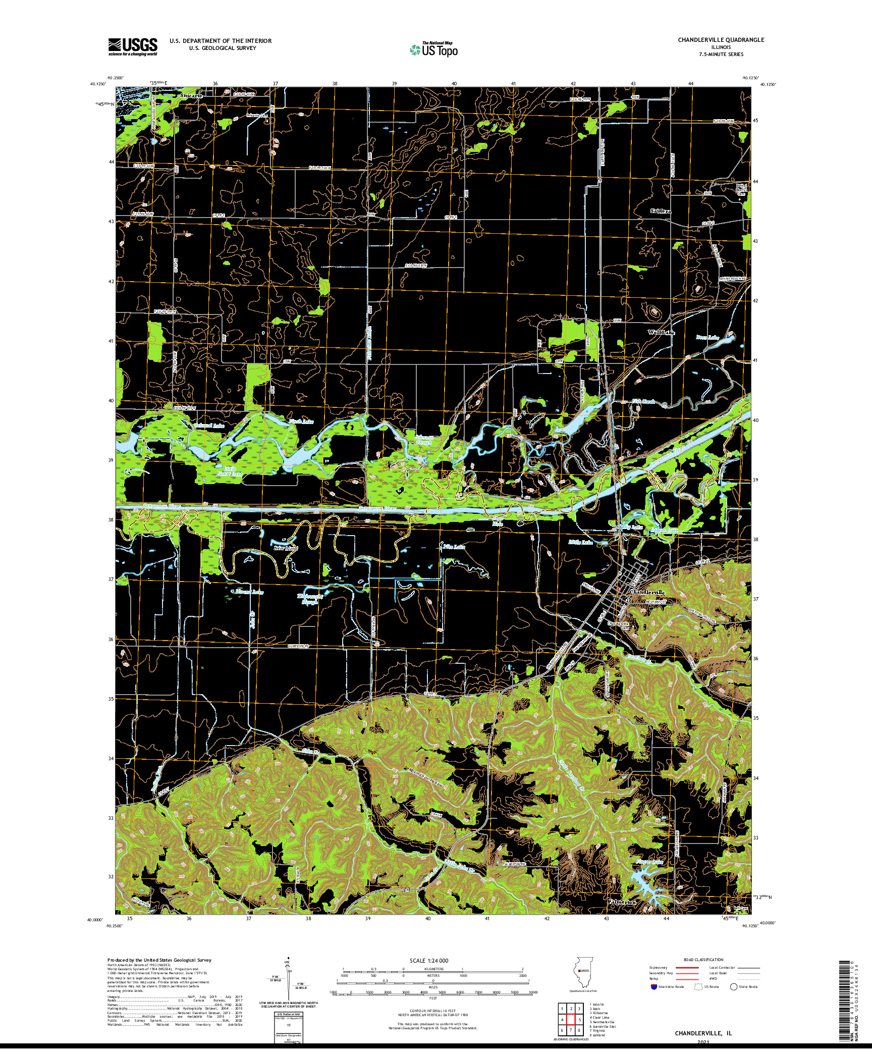 USGS US TOPO 7.5-MINUTE MAP FOR CHANDLERVILLE, IL 2021
