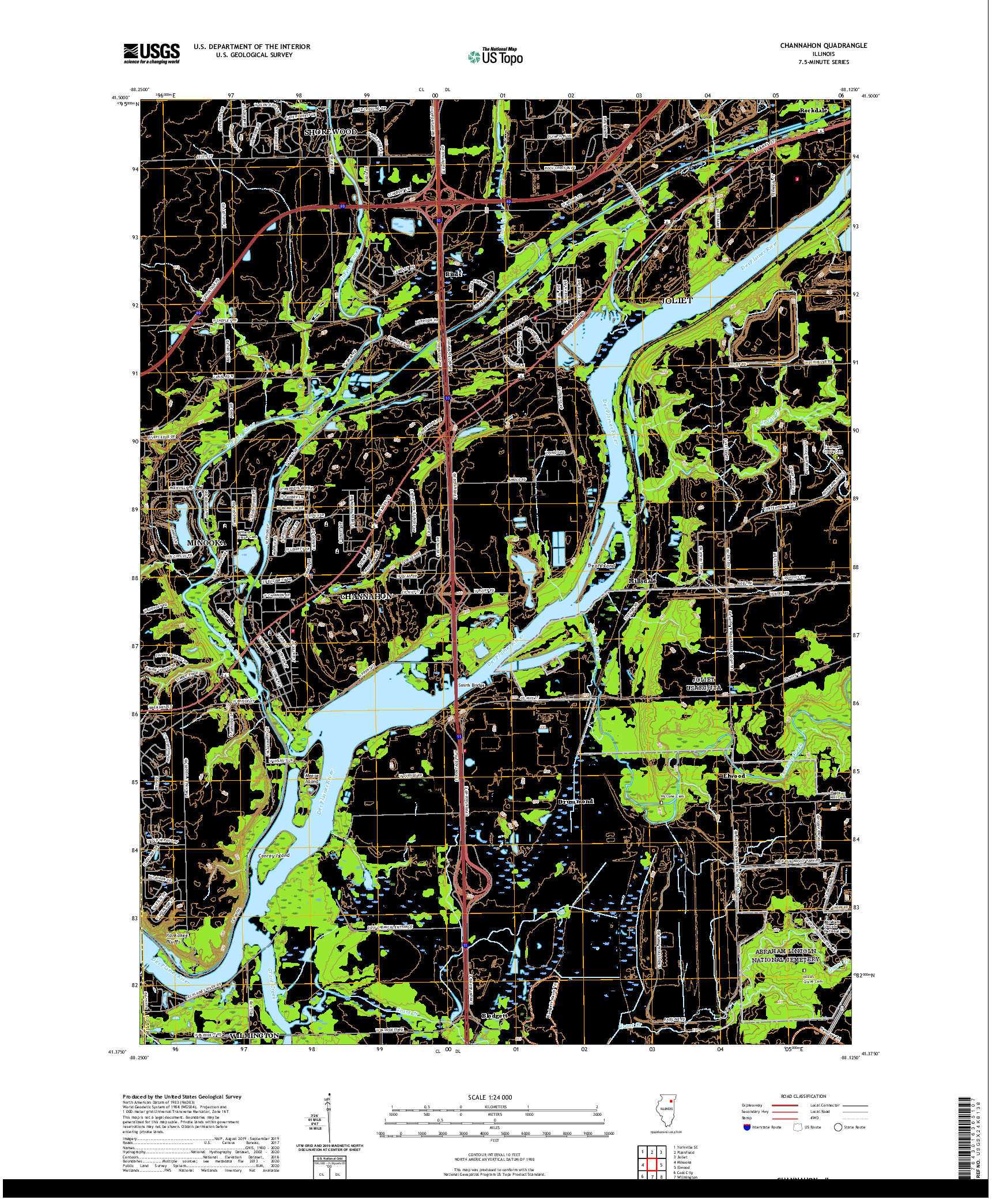 USGS US TOPO 7.5-MINUTE MAP FOR CHANNAHON, IL 2021