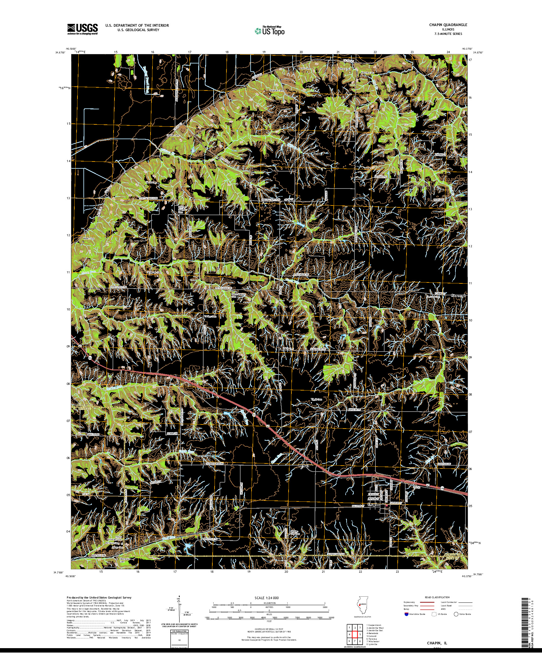 USGS US TOPO 7.5-MINUTE MAP FOR CHAPIN, IL 2021