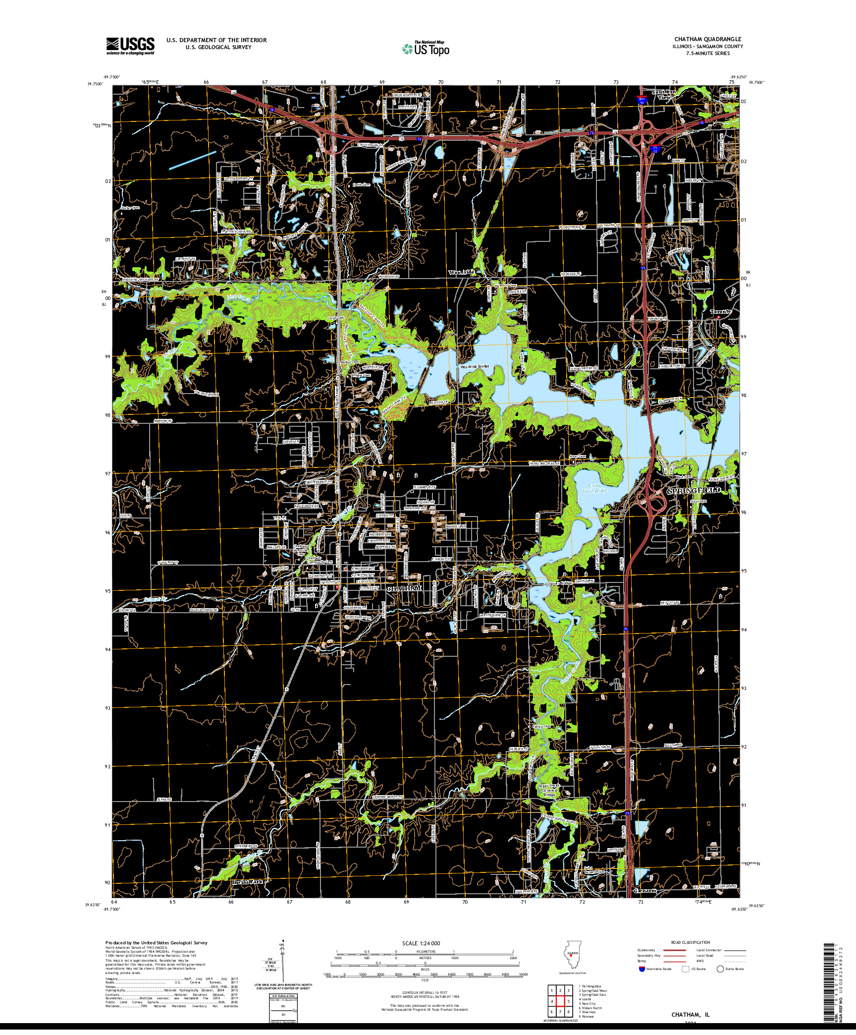 USGS US TOPO 7.5-MINUTE MAP FOR CHATHAM, IL 2021