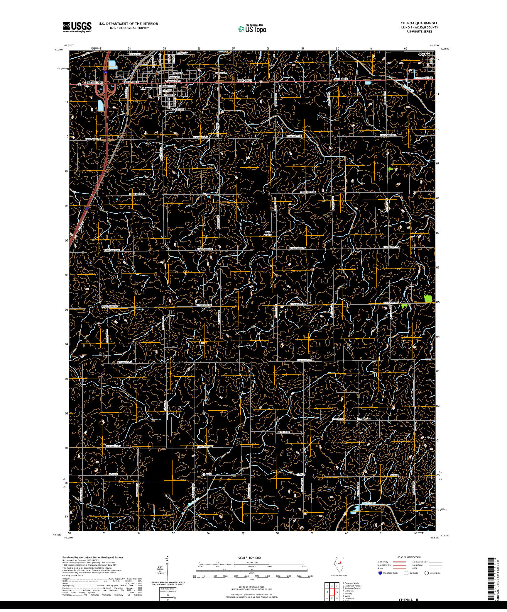 USGS US TOPO 7.5-MINUTE MAP FOR CHENOA, IL 2021