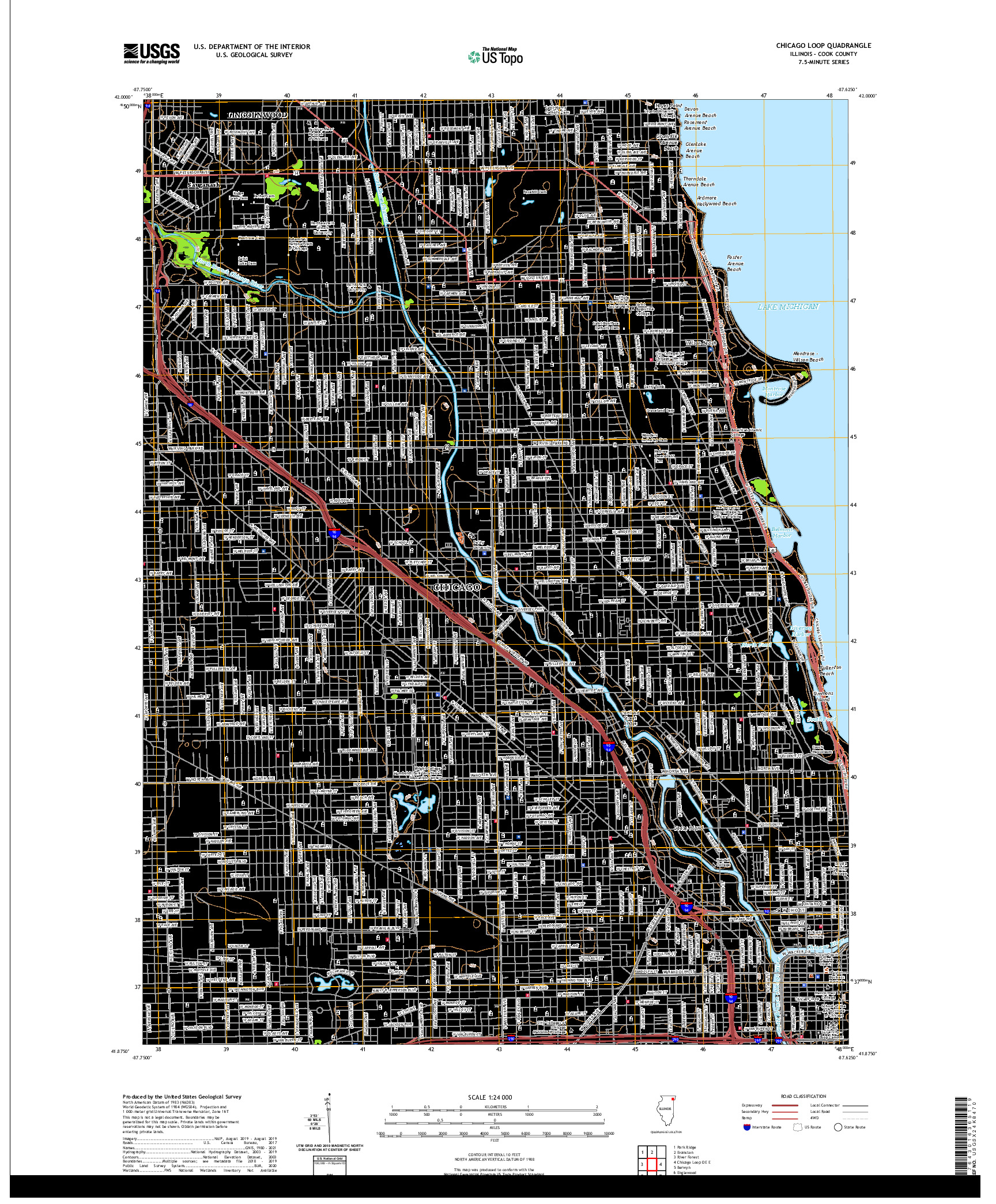 USGS US TOPO 7.5-MINUTE MAP FOR CHICAGO LOOP, IL 2021