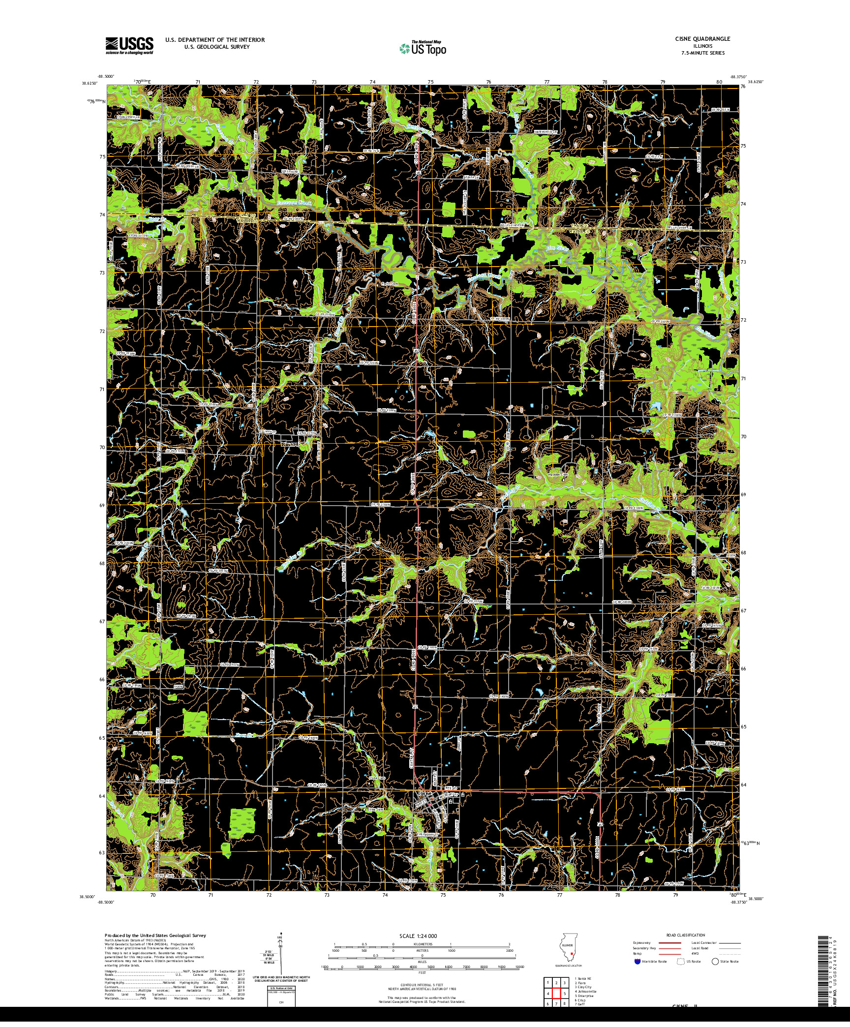 USGS US TOPO 7.5-MINUTE MAP FOR CISNE, IL 2021