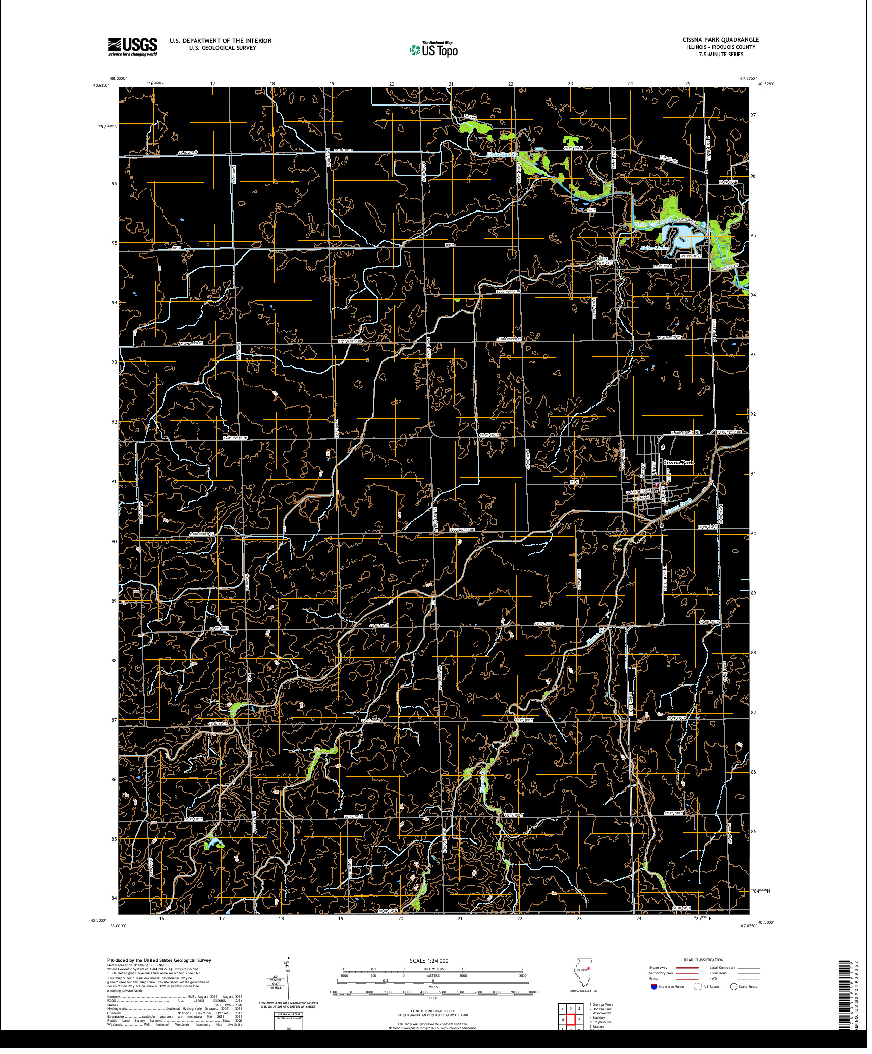 USGS US TOPO 7.5-MINUTE MAP FOR CISSNA PARK, IL 2021