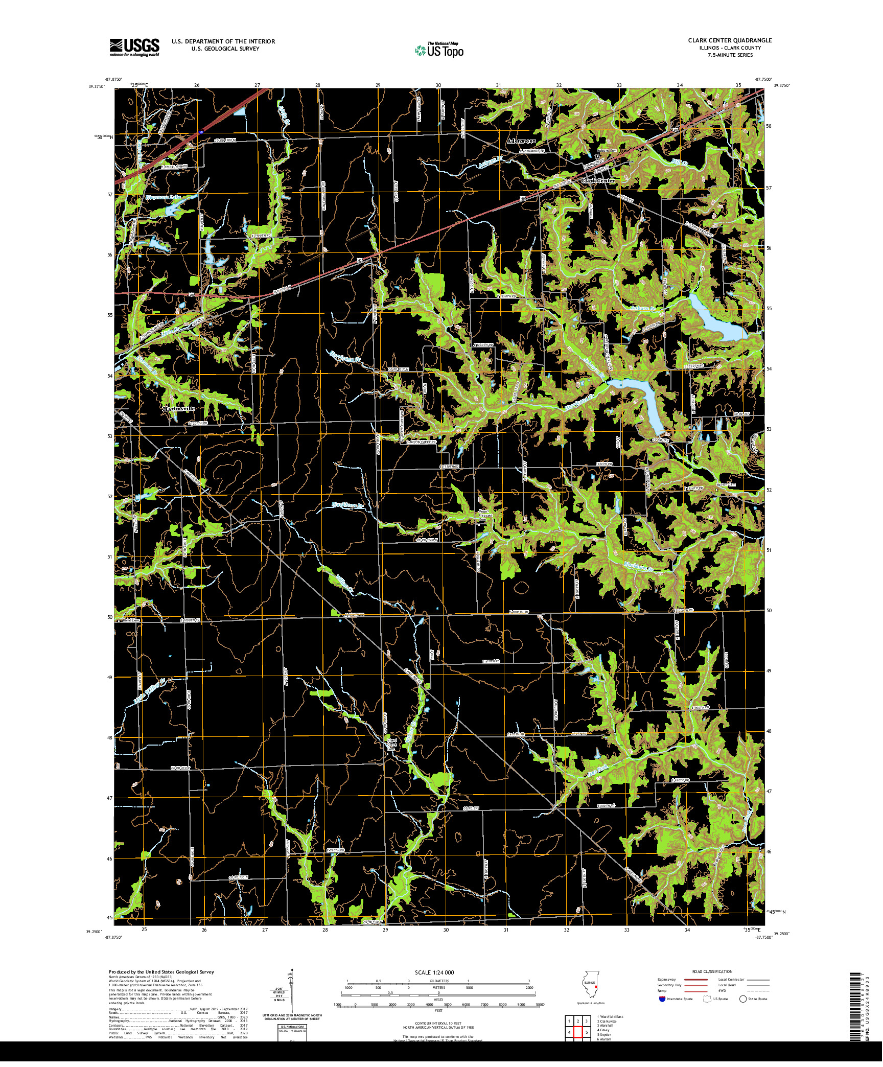 USGS US TOPO 7.5-MINUTE MAP FOR CLARK CENTER, IL 2021