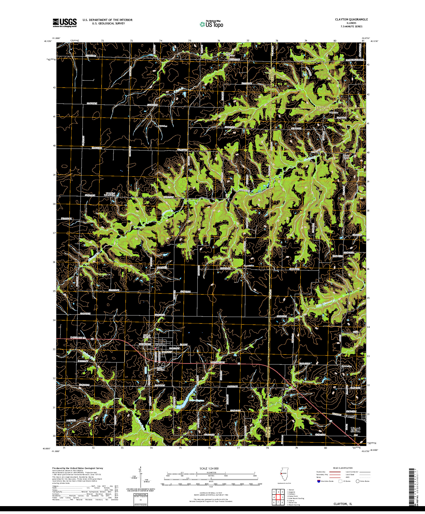 USGS US TOPO 7.5-MINUTE MAP FOR CLAYTON, IL 2021