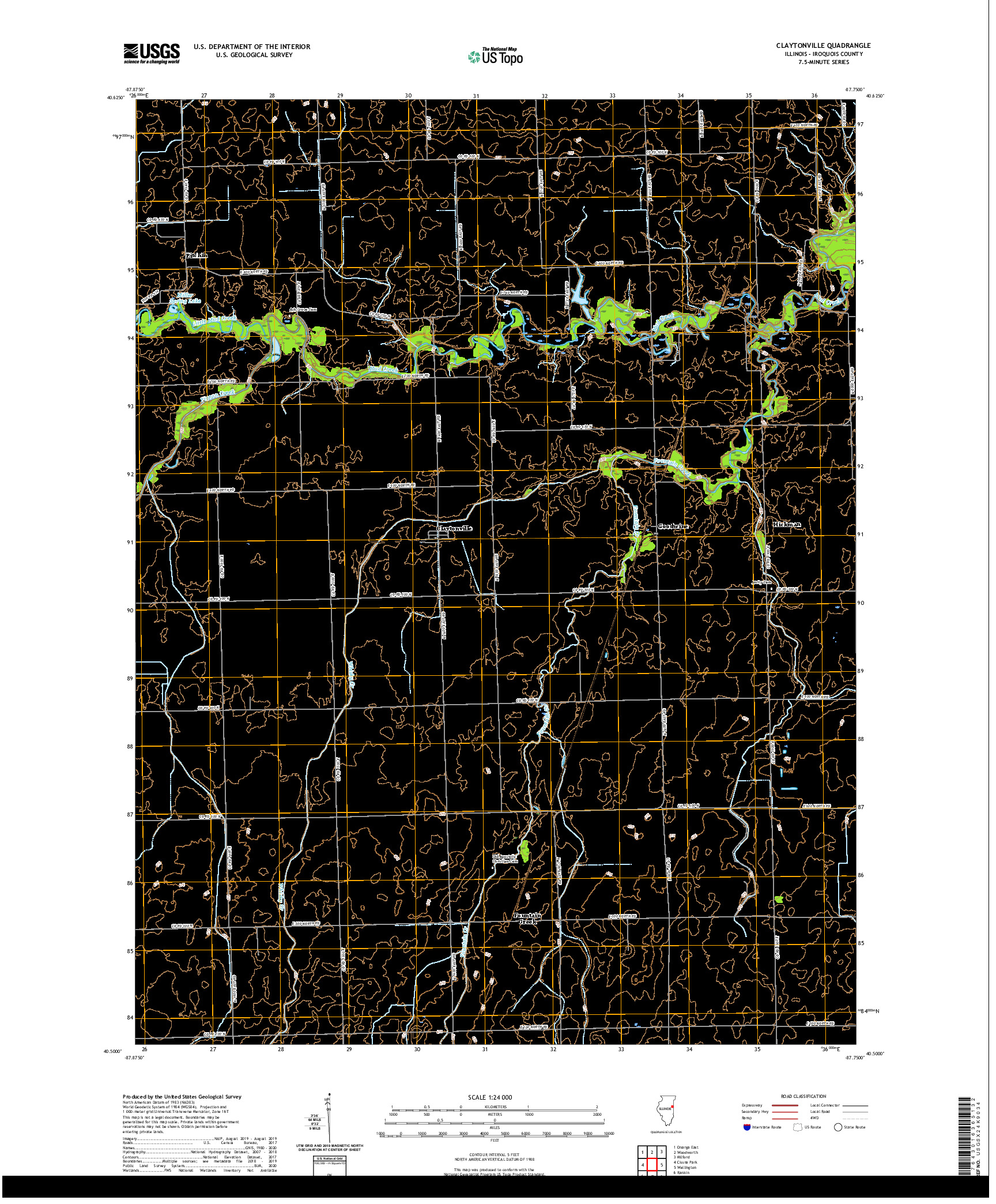 USGS US TOPO 7.5-MINUTE MAP FOR CLAYTONVILLE, IL 2021