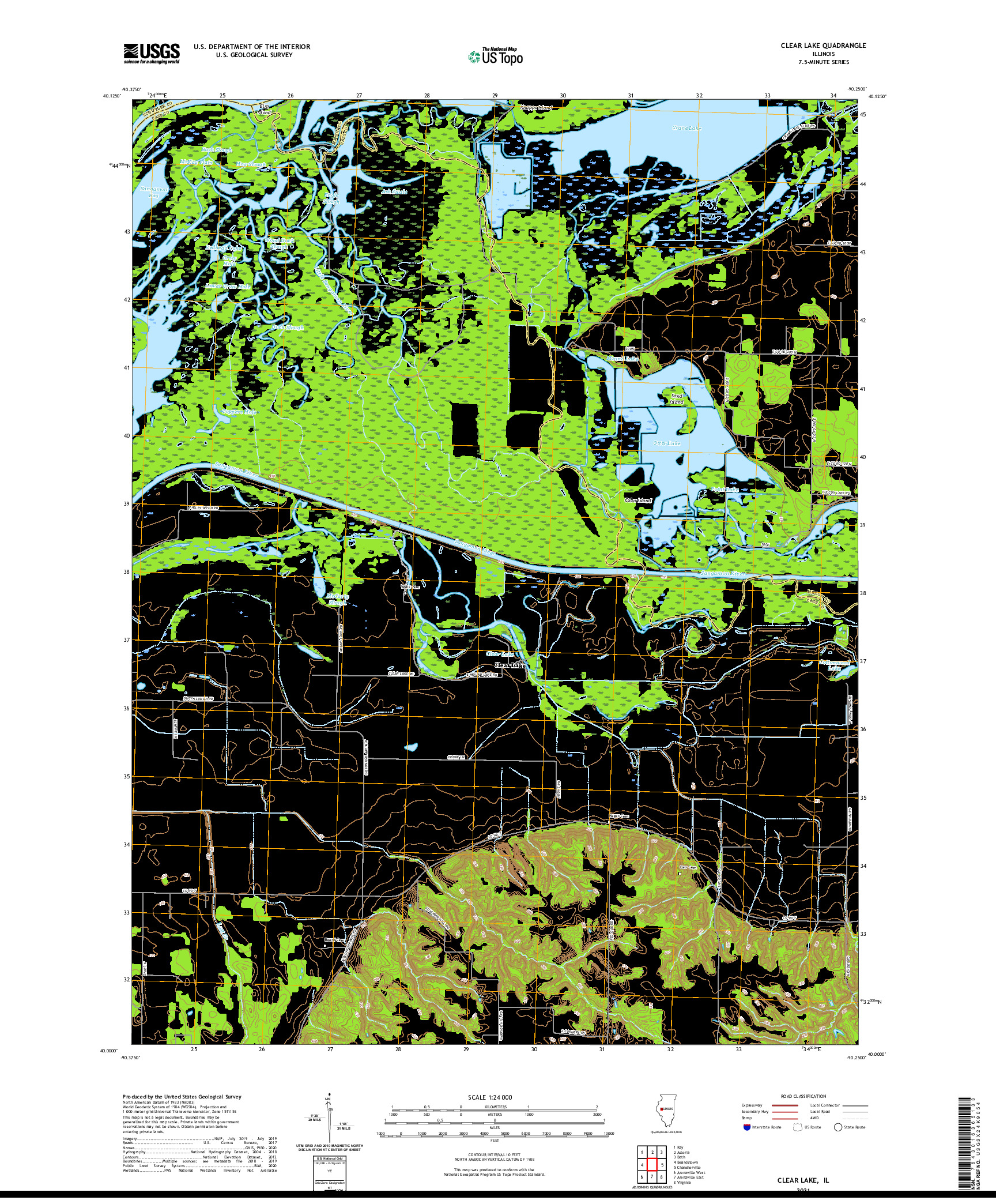 USGS US TOPO 7.5-MINUTE MAP FOR CLEAR LAKE, IL 2021