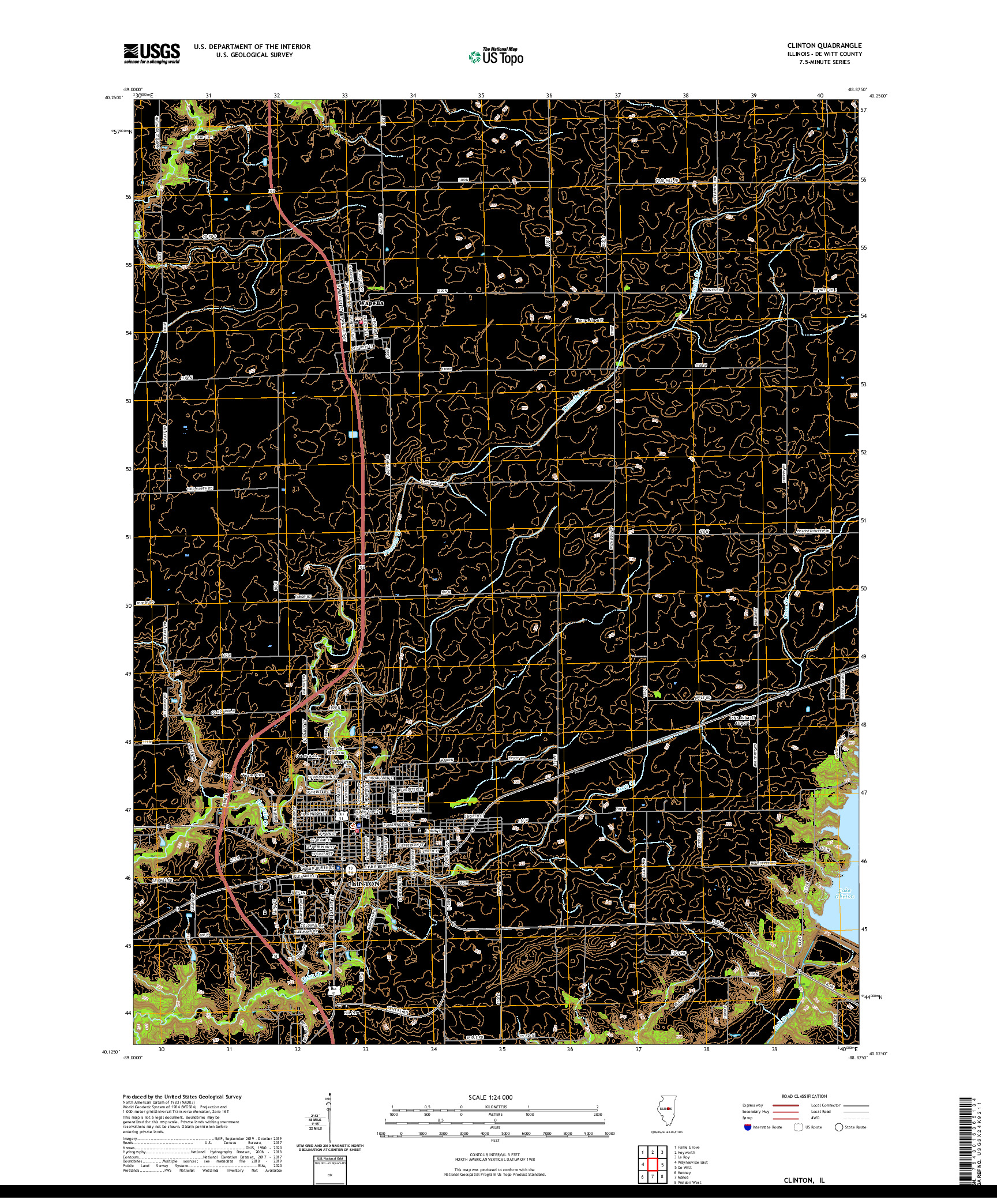 USGS US TOPO 7.5-MINUTE MAP FOR CLINTON, IL 2021