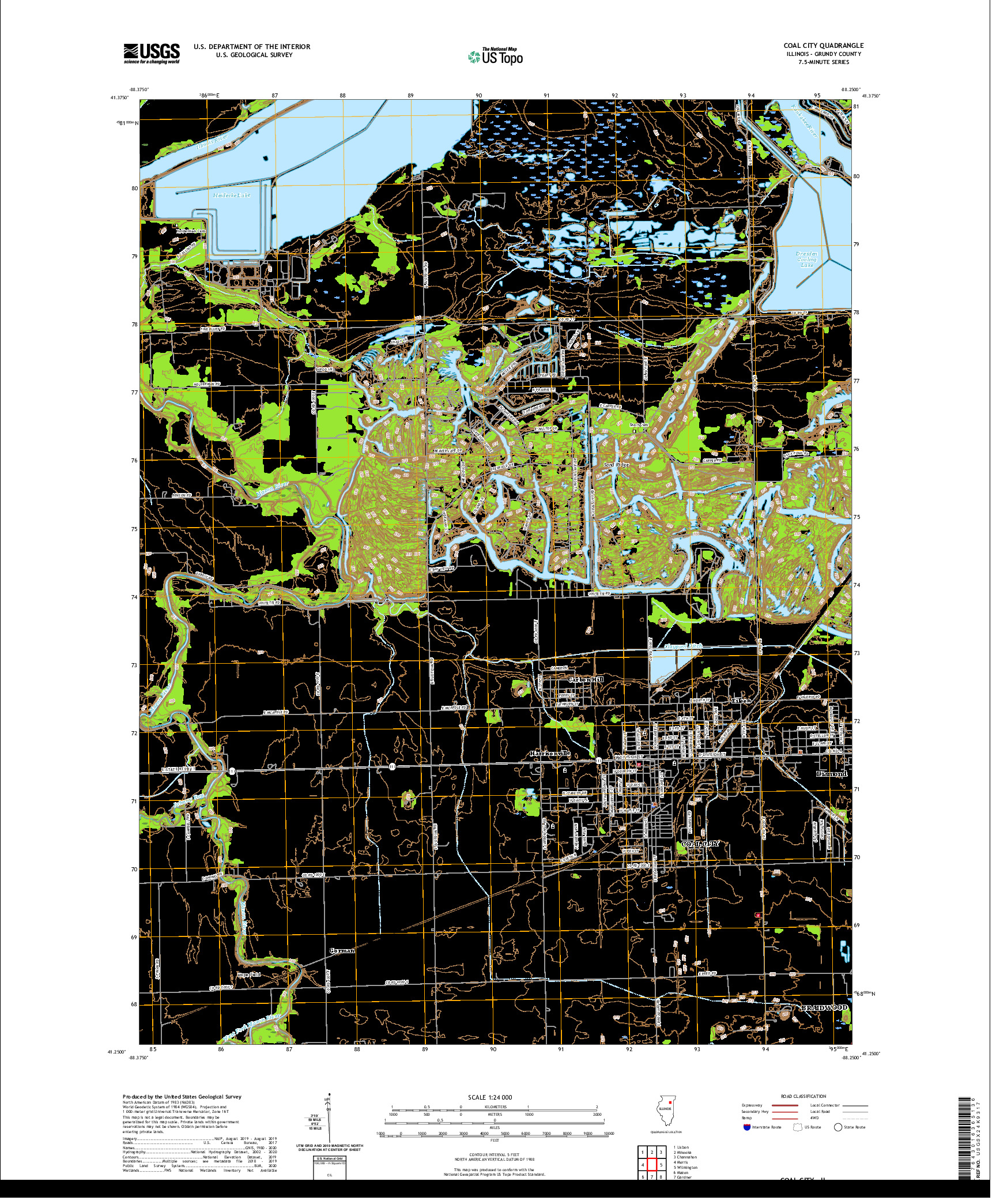 USGS US TOPO 7.5-MINUTE MAP FOR COAL CITY, IL 2021