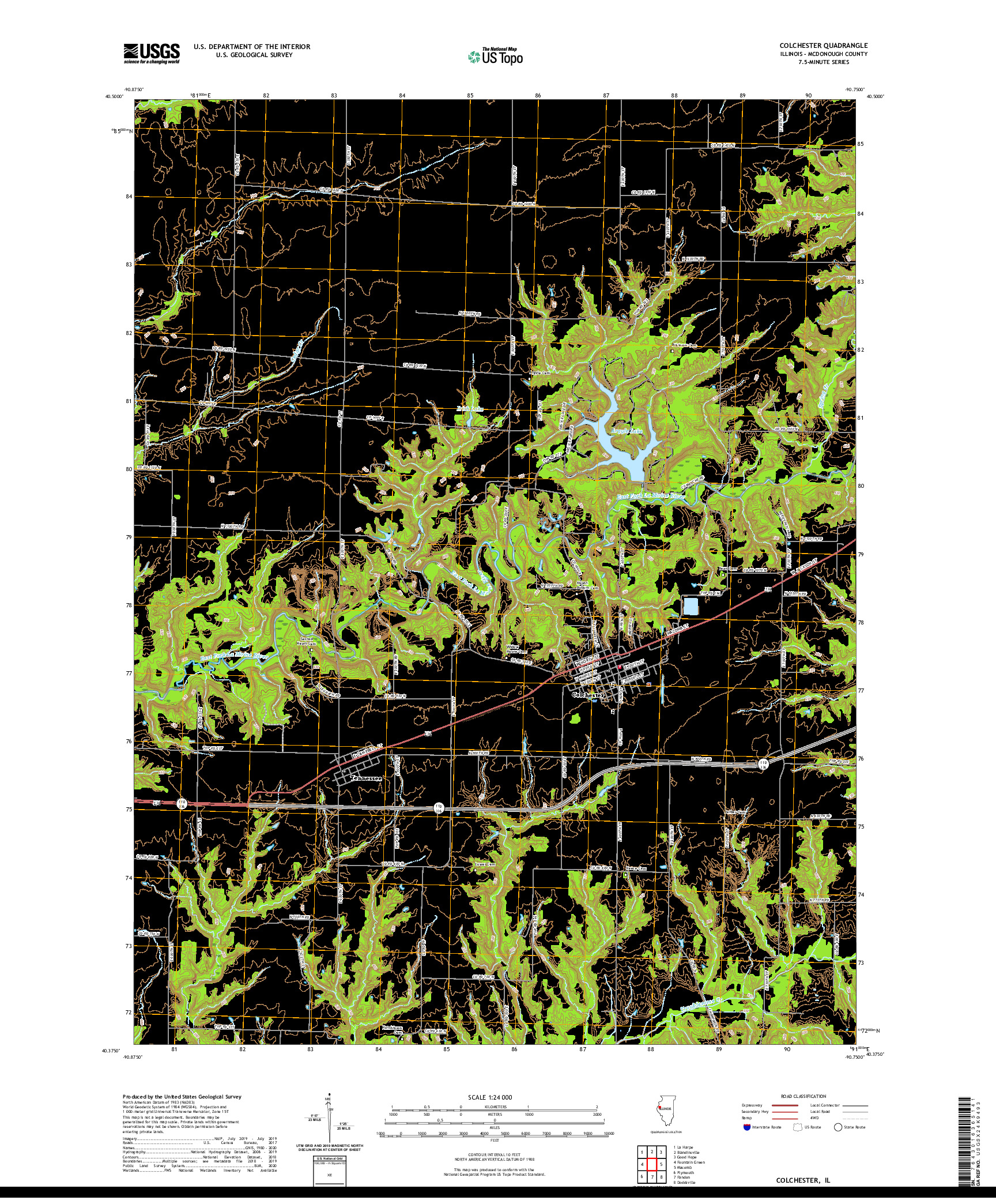 USGS US TOPO 7.5-MINUTE MAP FOR COLCHESTER, IL 2021