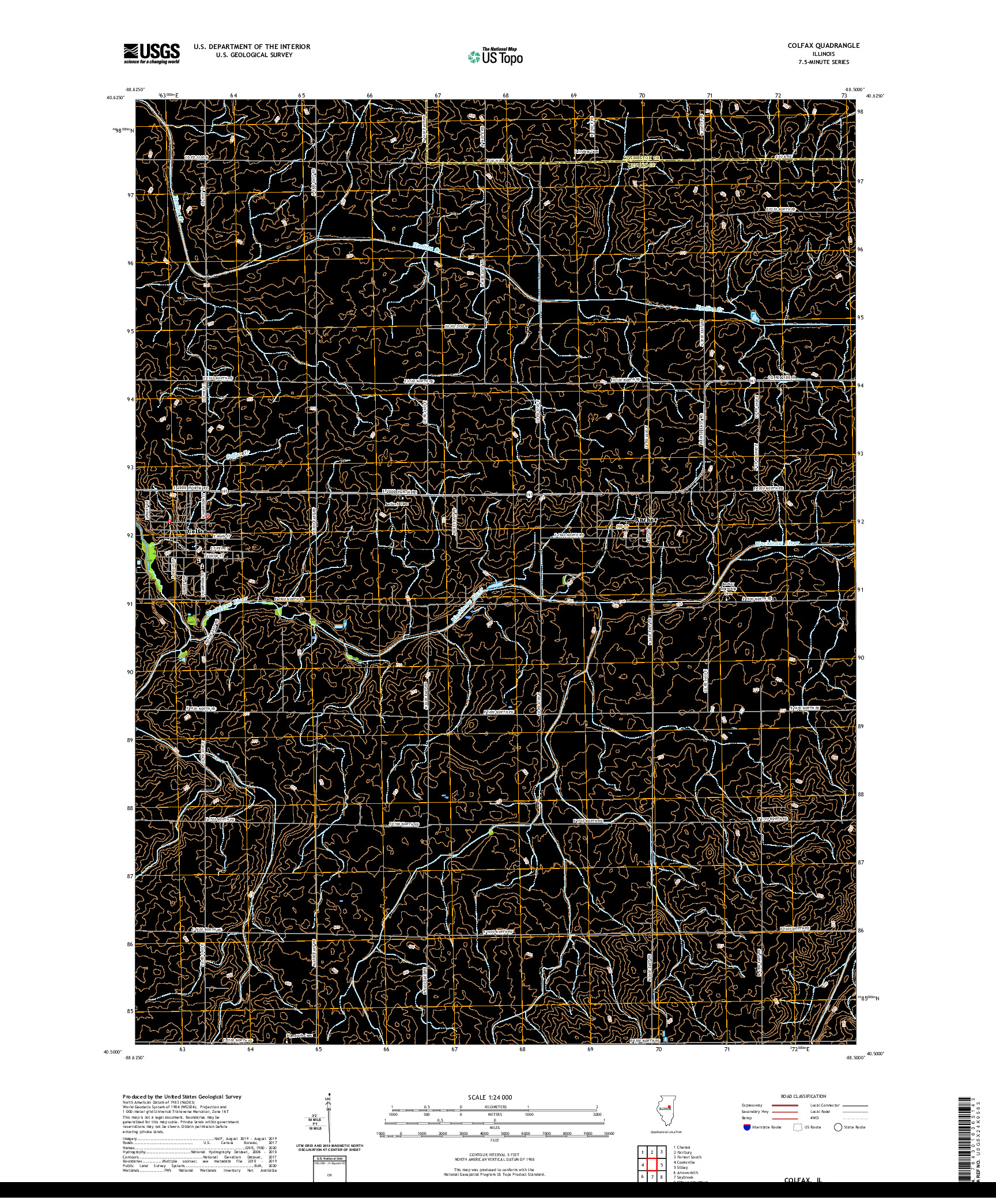 USGS US TOPO 7.5-MINUTE MAP FOR COLFAX, IL 2021