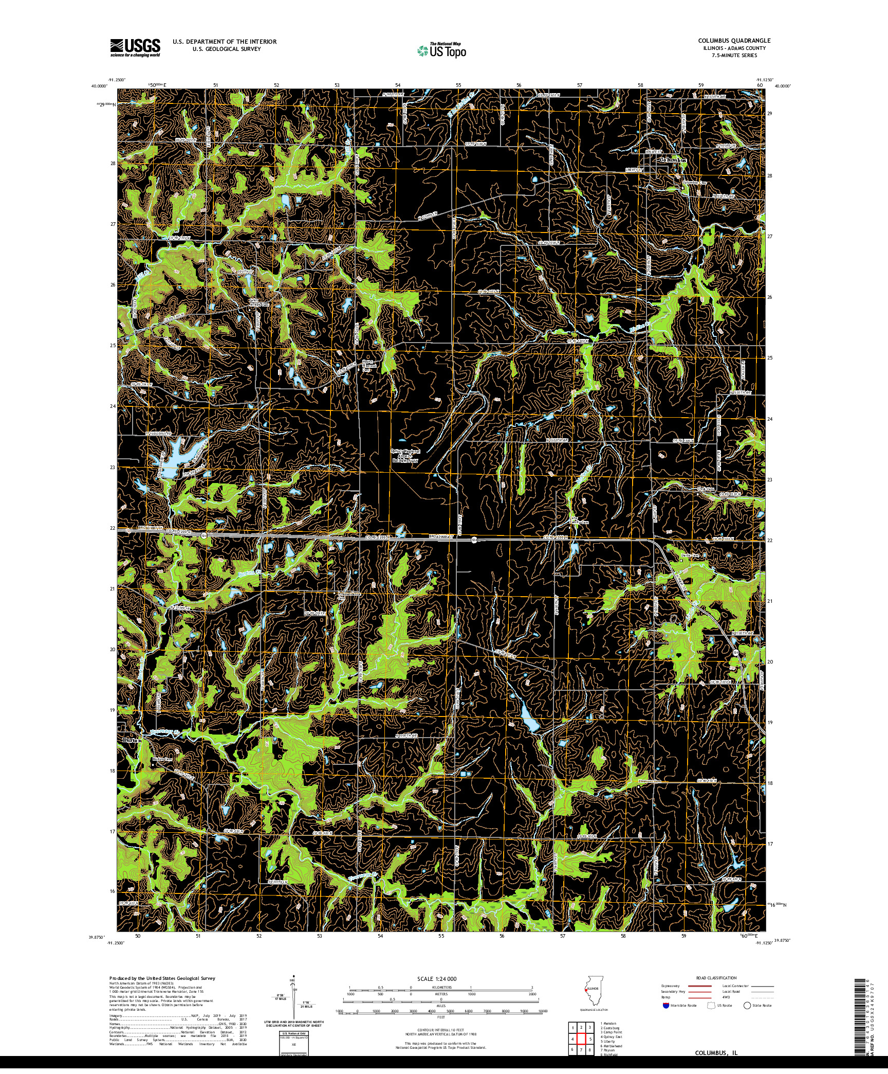 USGS US TOPO 7.5-MINUTE MAP FOR COLUMBUS, IL 2021