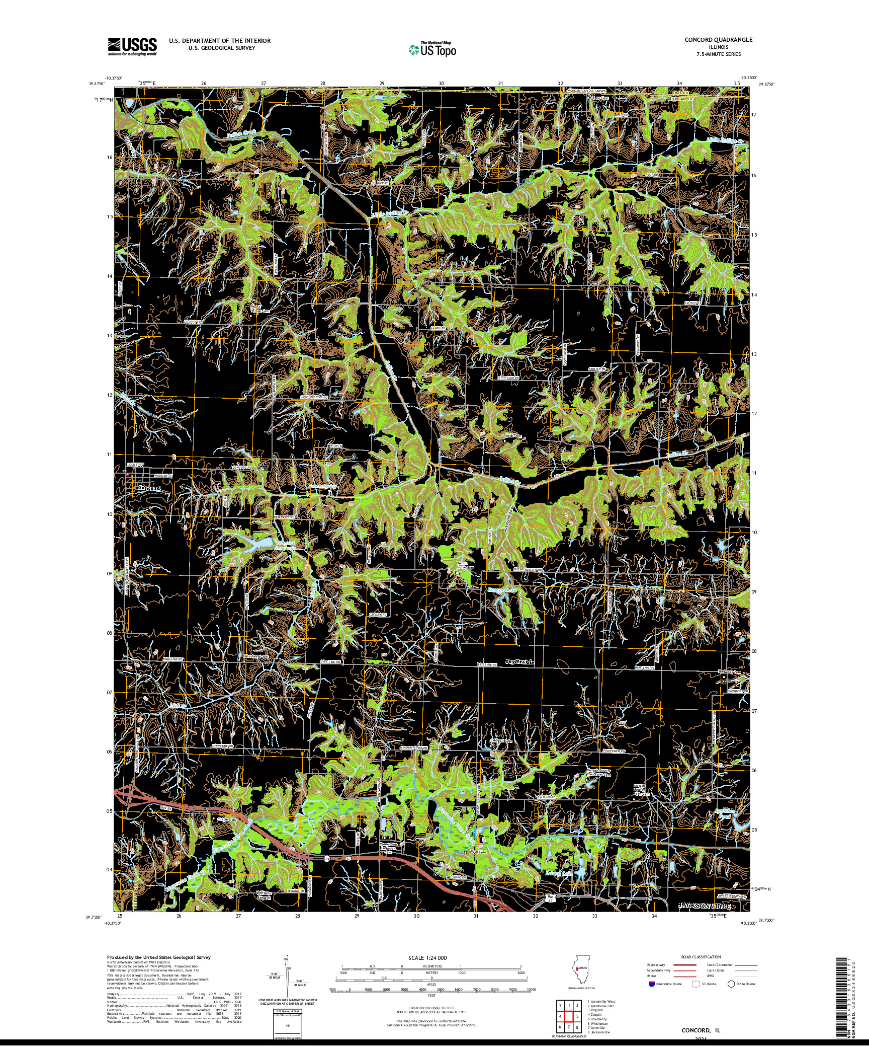 USGS US TOPO 7.5-MINUTE MAP FOR CONCORD, IL 2021