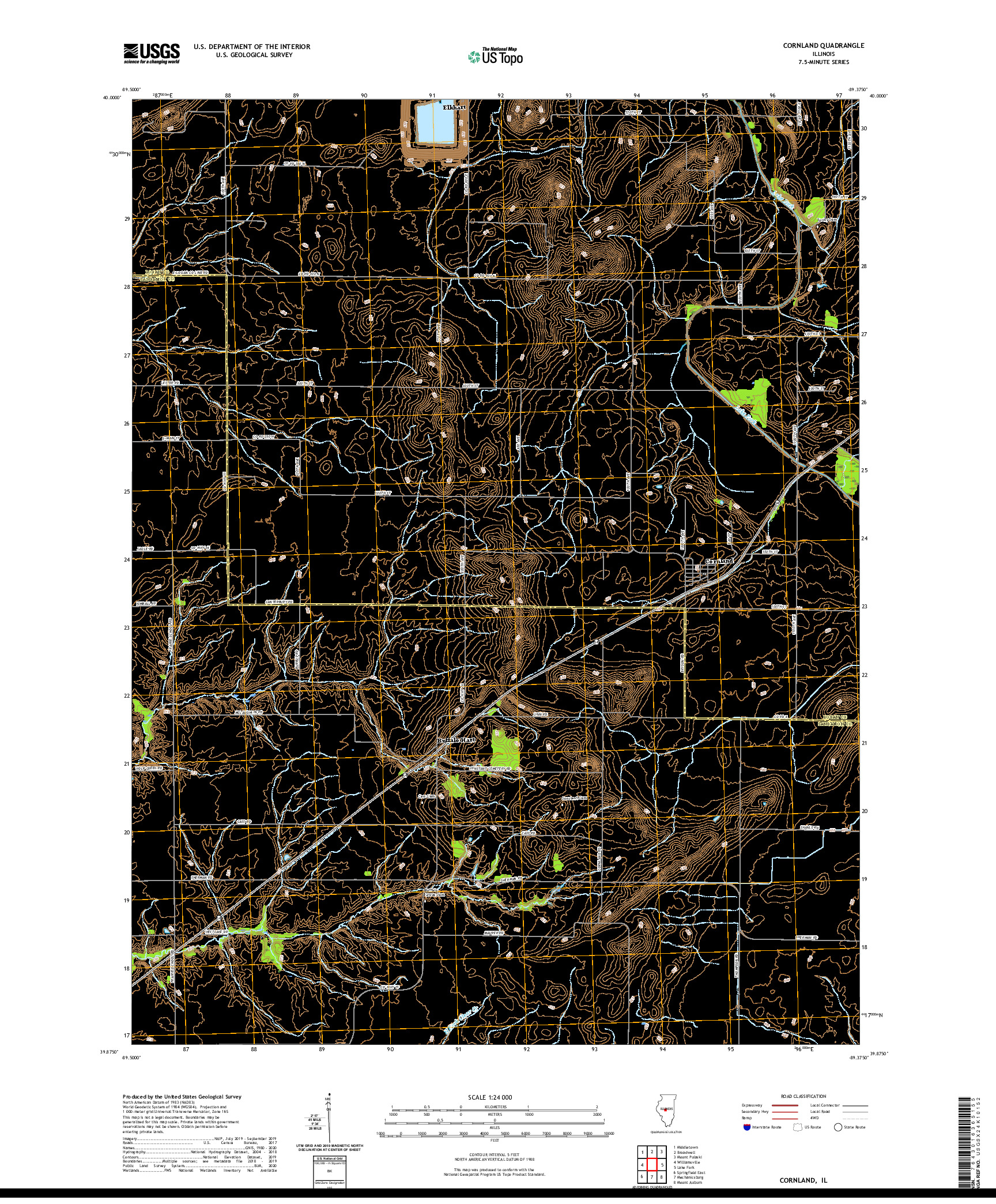 USGS US TOPO 7.5-MINUTE MAP FOR CORNLAND, IL 2021