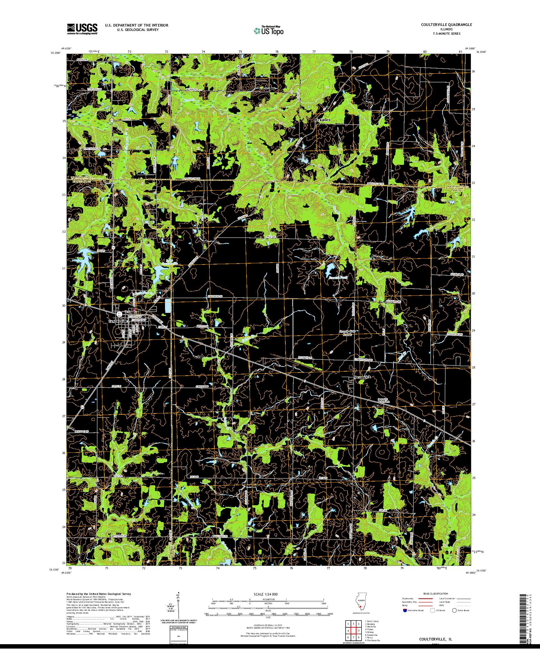 USGS US TOPO 7.5-MINUTE MAP FOR COULTERVILLE, IL 2021