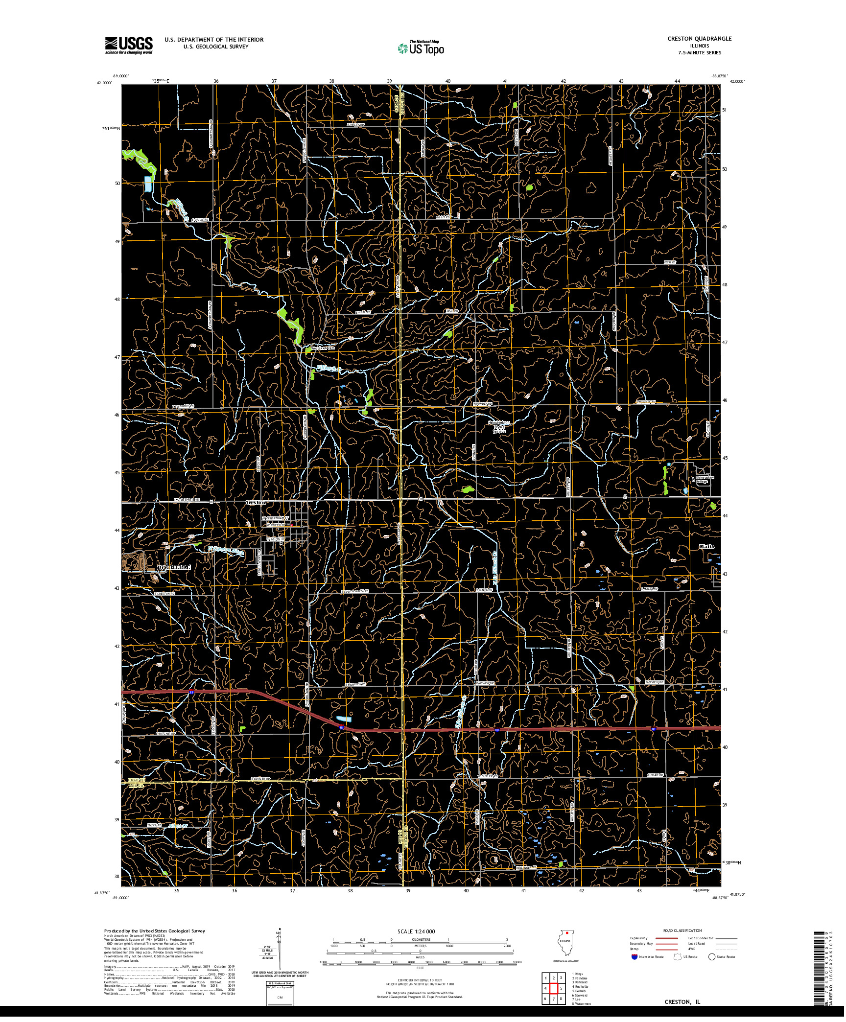 USGS US TOPO 7.5-MINUTE MAP FOR CRESTON, IL 2021