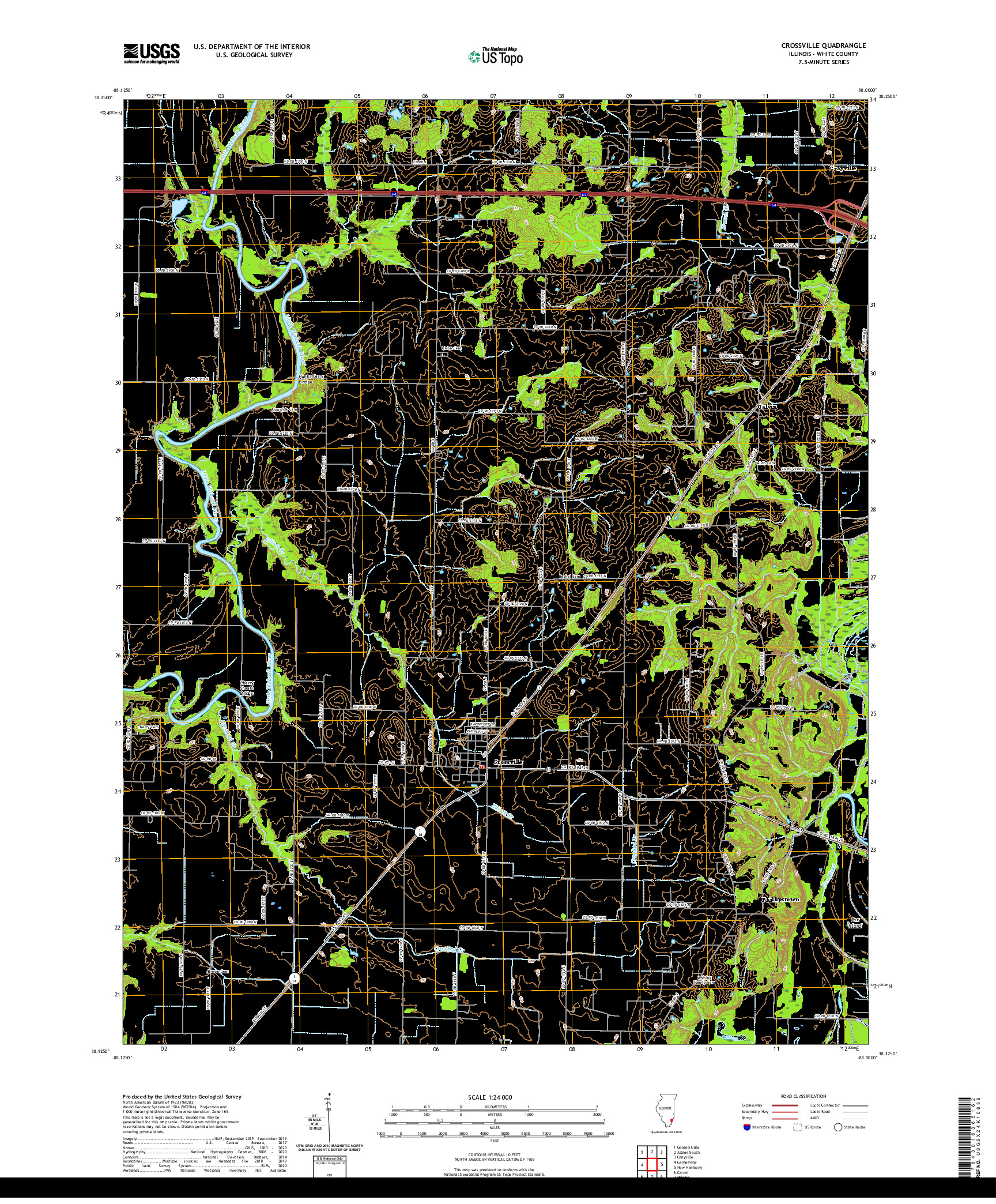 USGS US TOPO 7.5-MINUTE MAP FOR CROSSVILLE, IL 2021