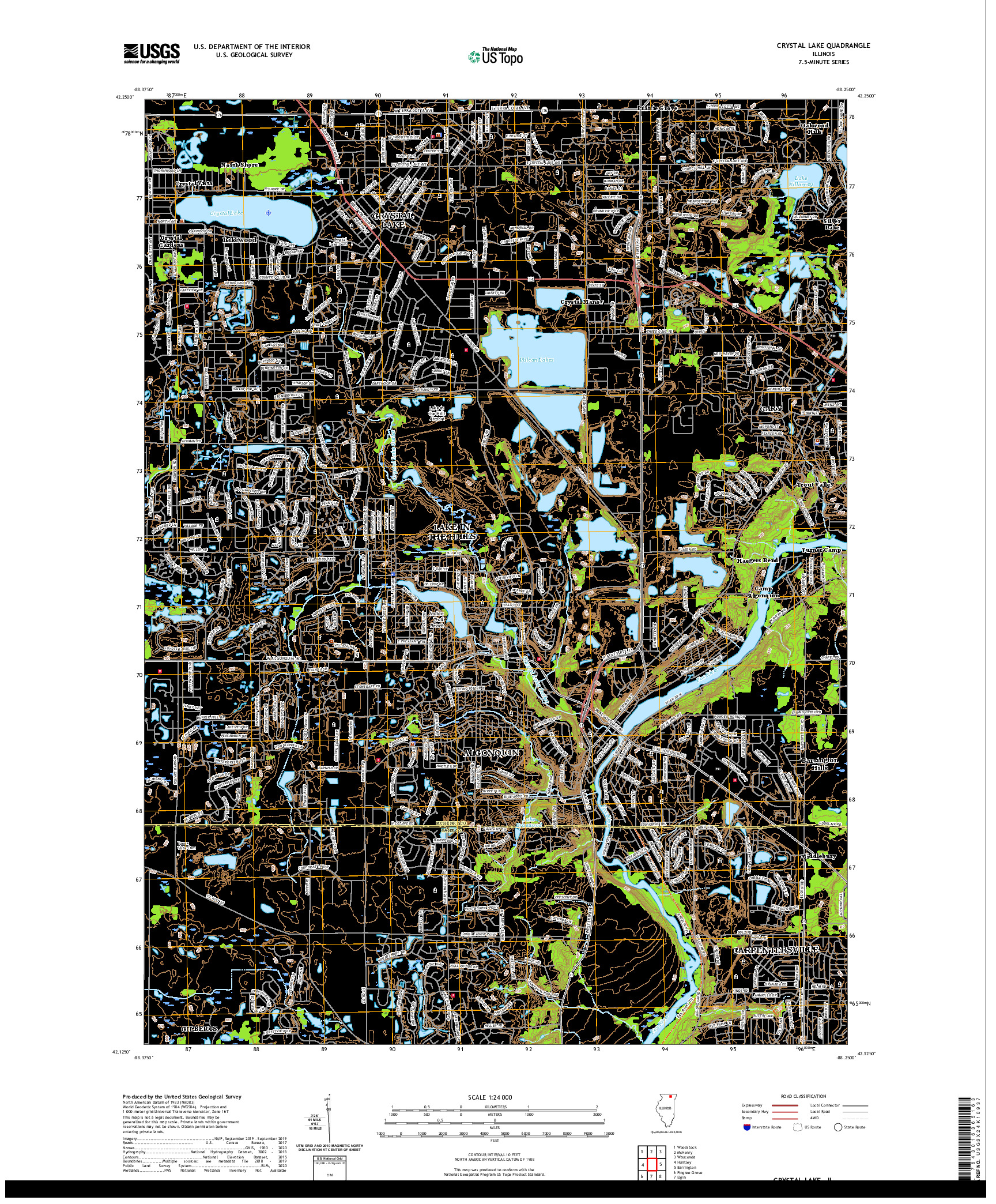 USGS US TOPO 7.5-MINUTE MAP FOR CRYSTAL LAKE, IL 2021