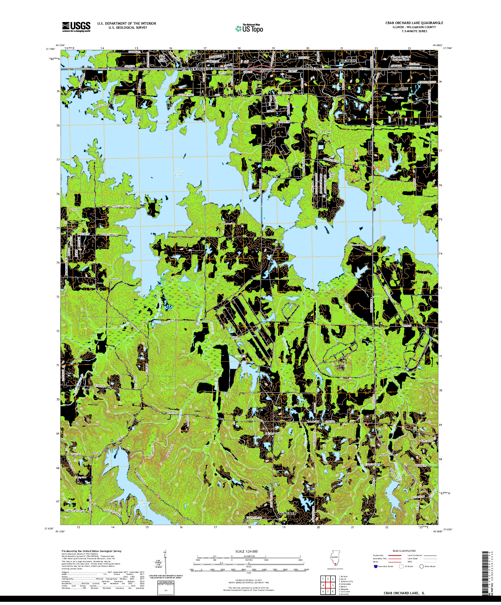 USGS US TOPO 7.5-MINUTE MAP FOR CRAB ORCHARD LAKE, IL 2021