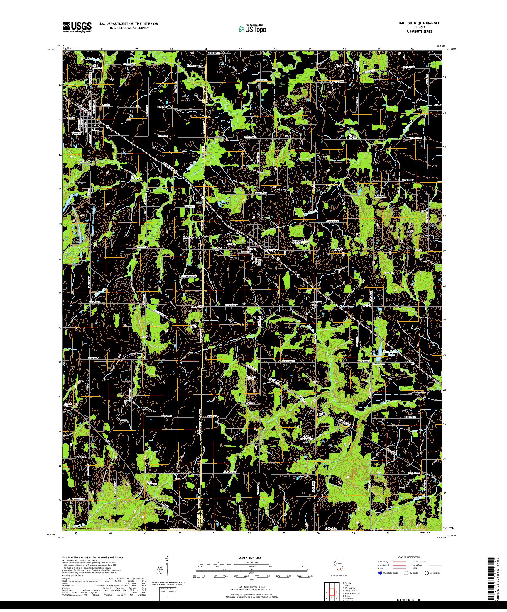 USGS US TOPO 7.5-MINUTE MAP FOR DAHLGREN, IL 2021