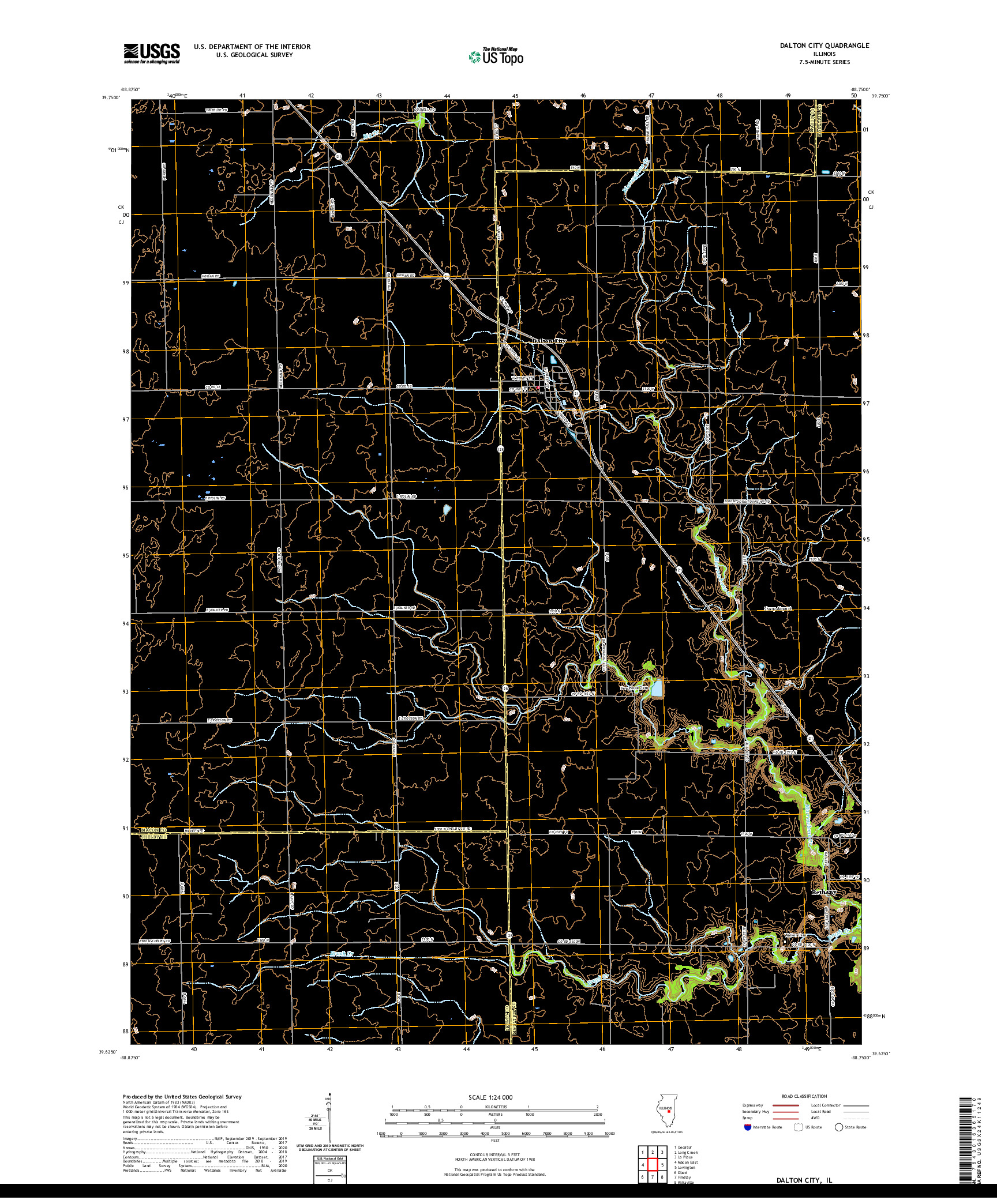 USGS US TOPO 7.5-MINUTE MAP FOR DALTON CITY, IL 2021