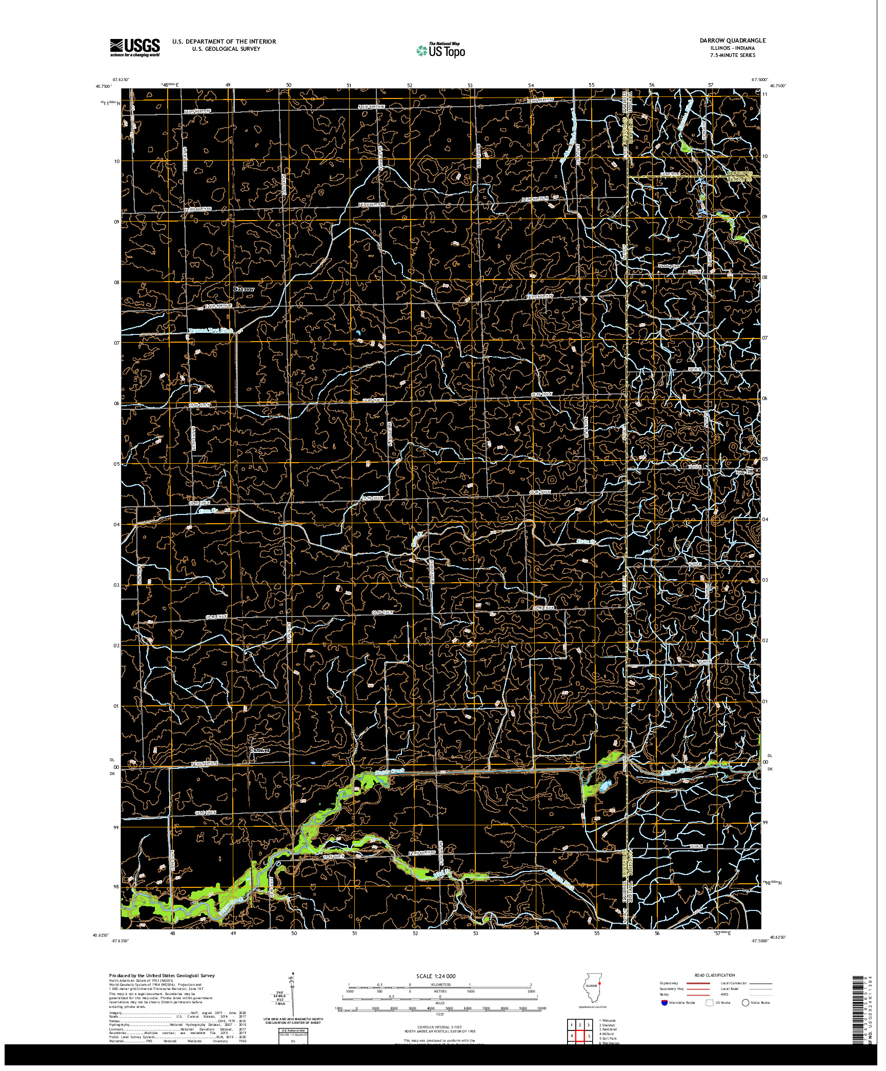 USGS US TOPO 7.5-MINUTE MAP FOR DARROW, IL,IN 2021