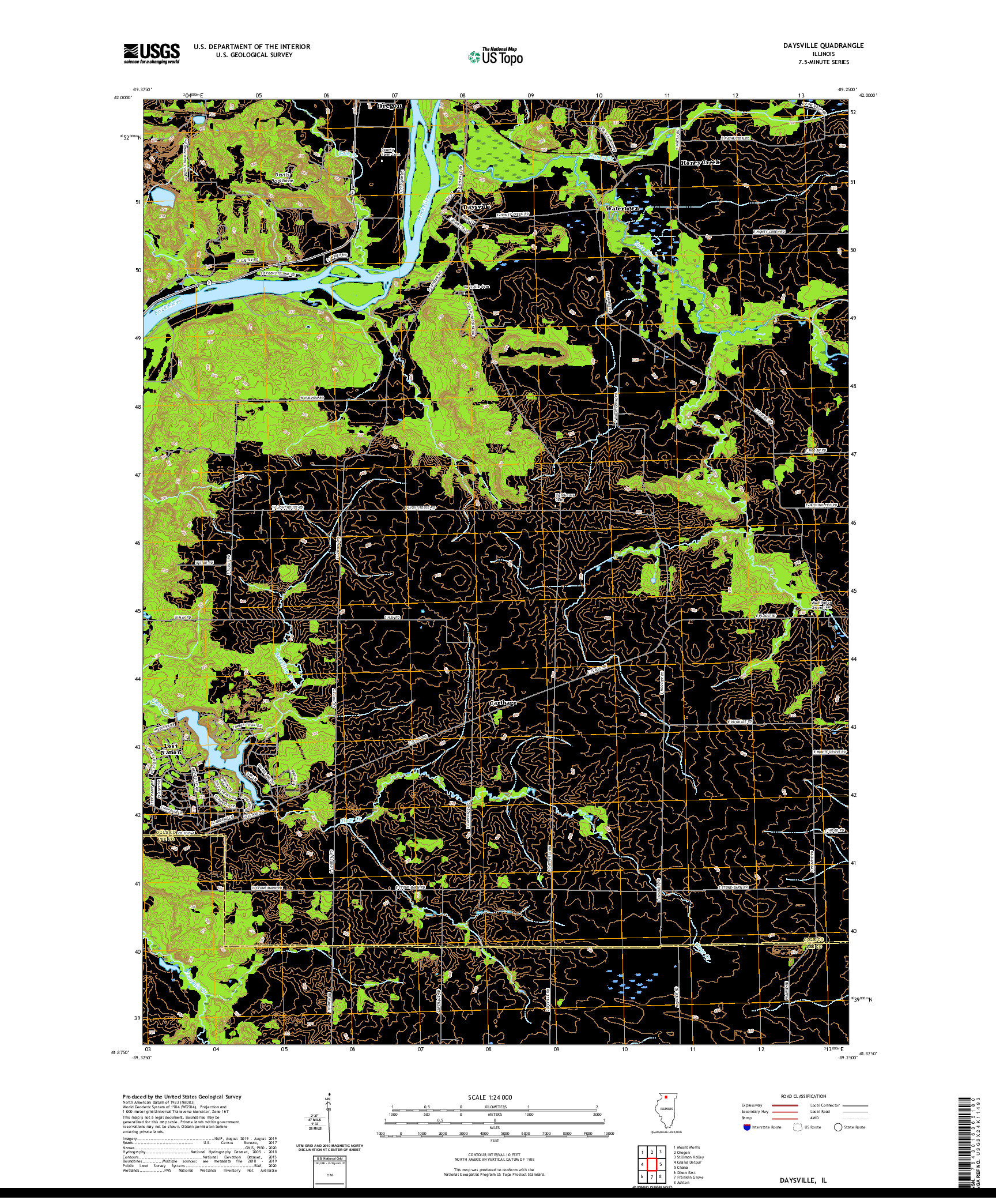 USGS US TOPO 7.5-MINUTE MAP FOR DAYSVILLE, IL 2021