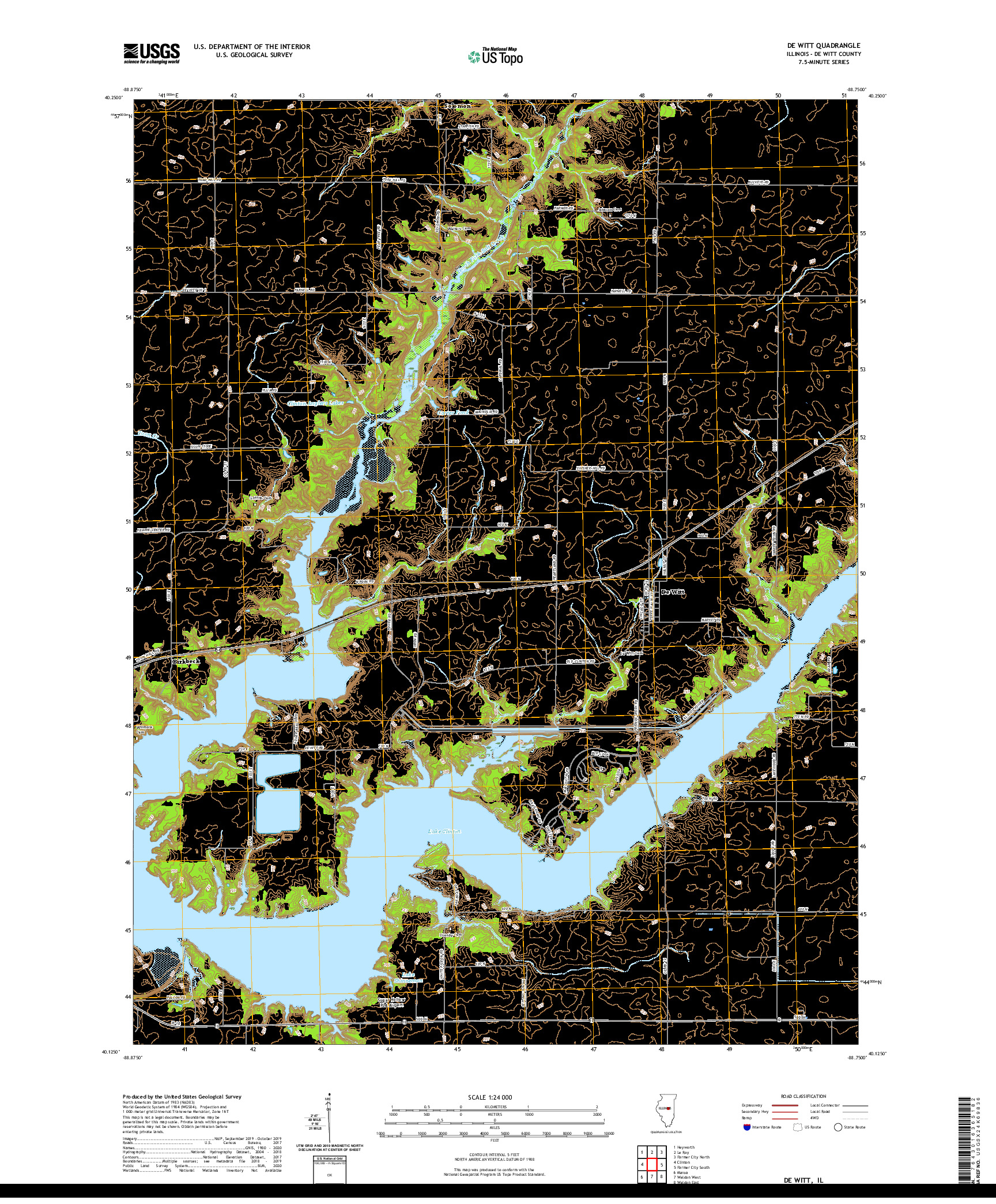 USGS US TOPO 7.5-MINUTE MAP FOR DE WITT, IL 2021