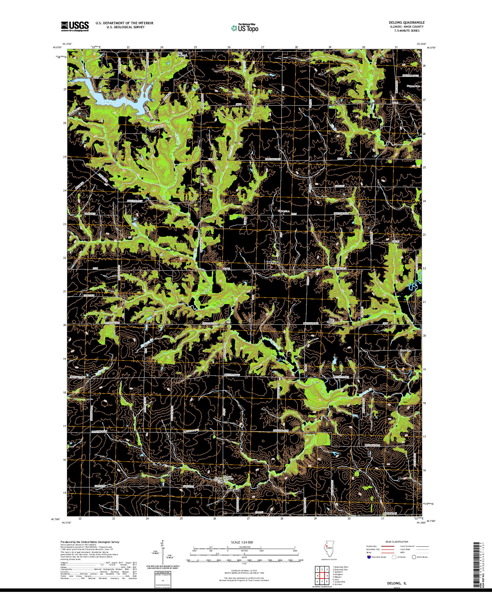 USGS US TOPO 7.5-MINUTE MAP FOR DELONG, IL 2021