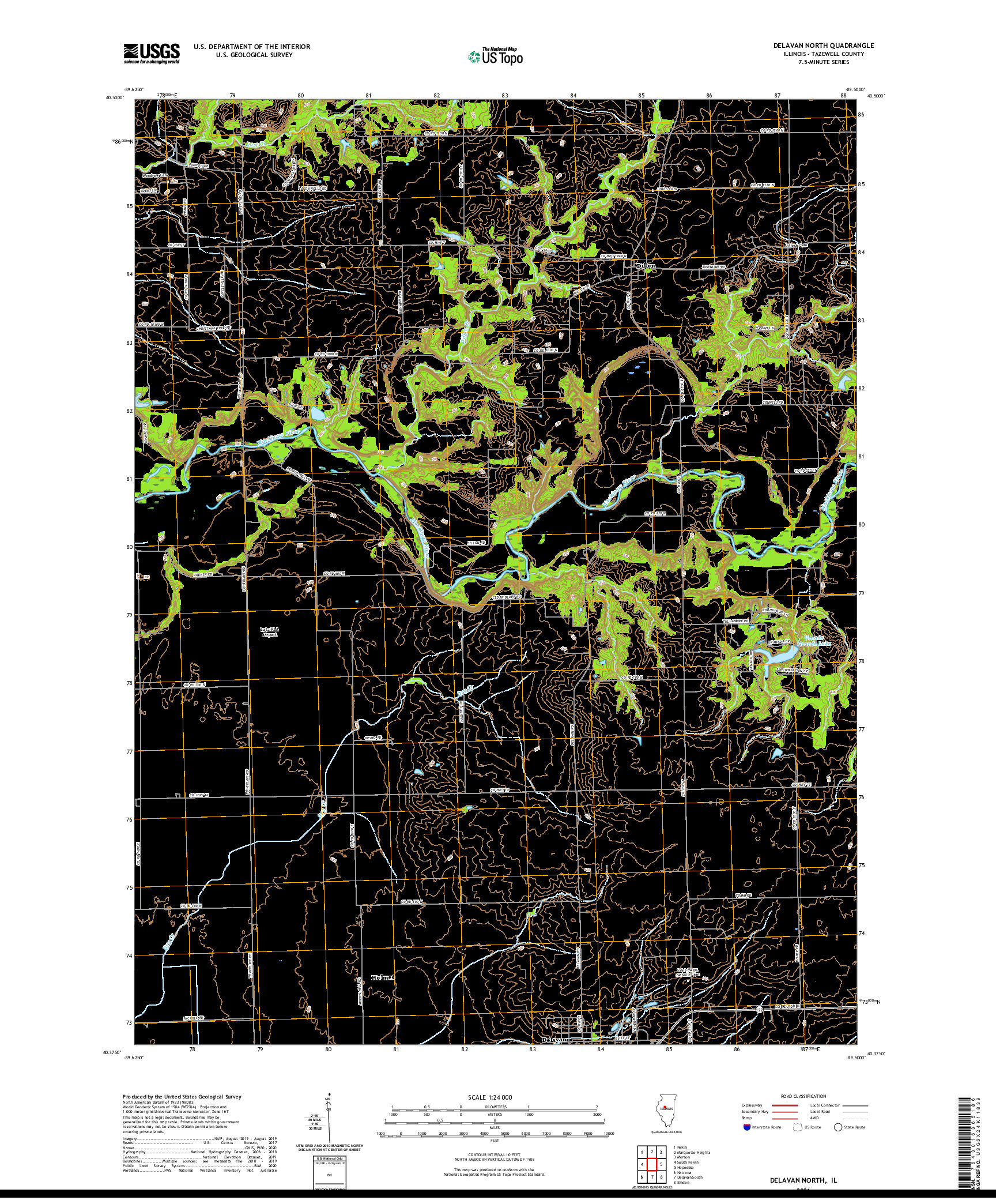 USGS US TOPO 7.5-MINUTE MAP FOR DELAVAN NORTH, IL 2021