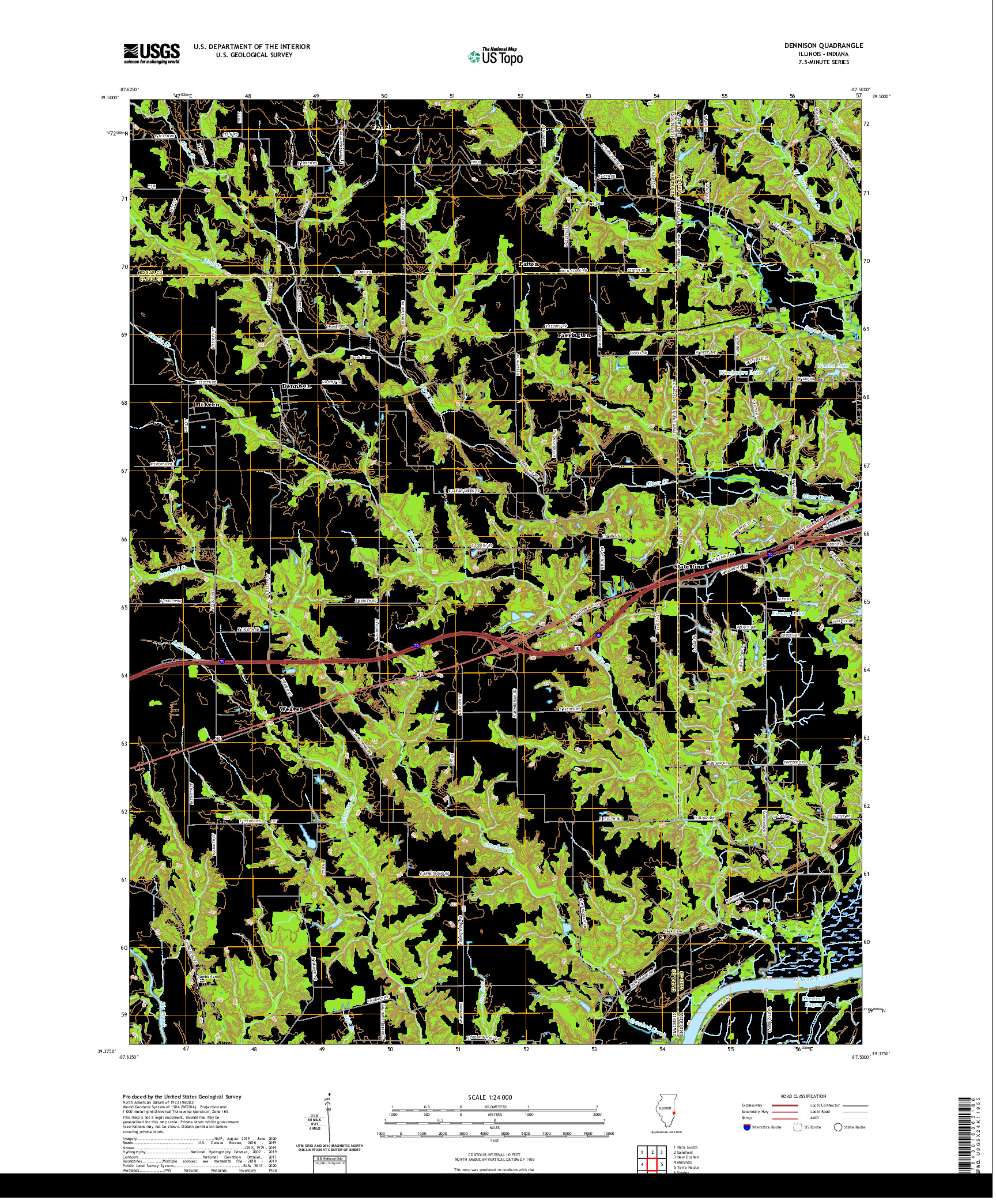 USGS US TOPO 7.5-MINUTE MAP FOR DENNISON, IL,IN 2021