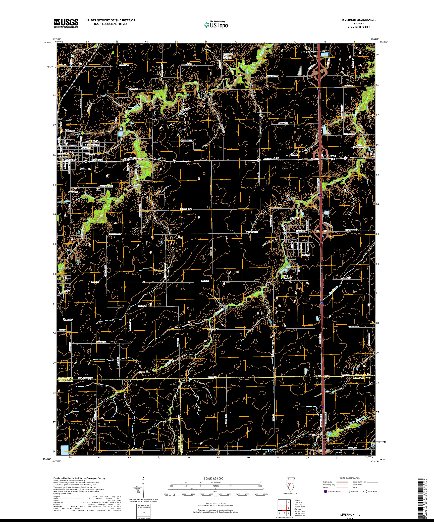 USGS US TOPO 7.5-MINUTE MAP FOR DIVERNON, IL 2021