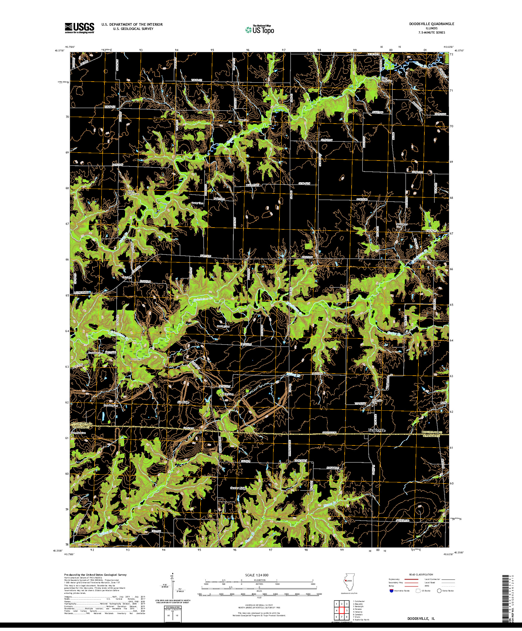 USGS US TOPO 7.5-MINUTE MAP FOR DODDSVILLE, IL 2021