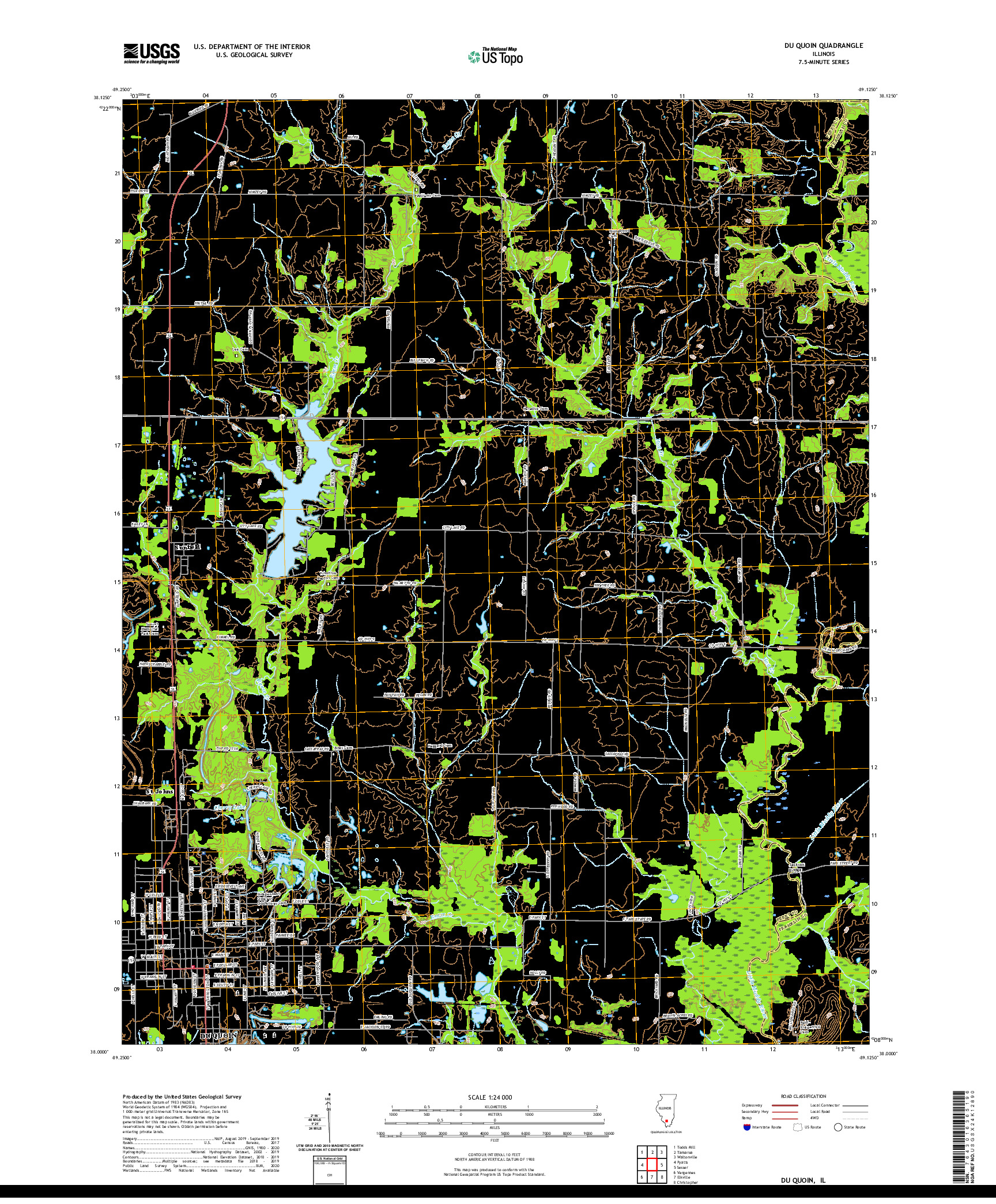 USGS US TOPO 7.5-MINUTE MAP FOR DU QUOIN, IL 2021