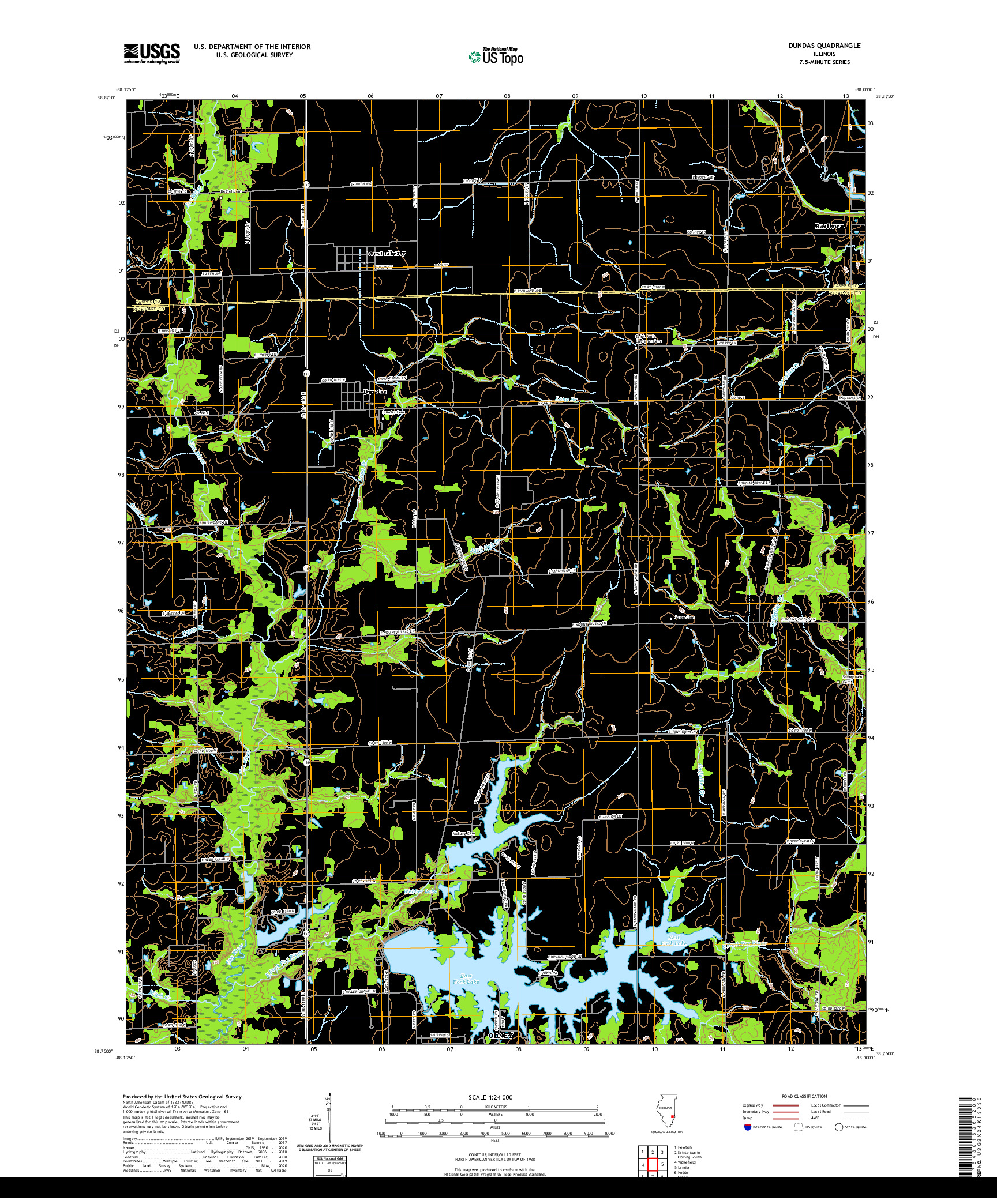 USGS US TOPO 7.5-MINUTE MAP FOR DUNDAS, IL 2021