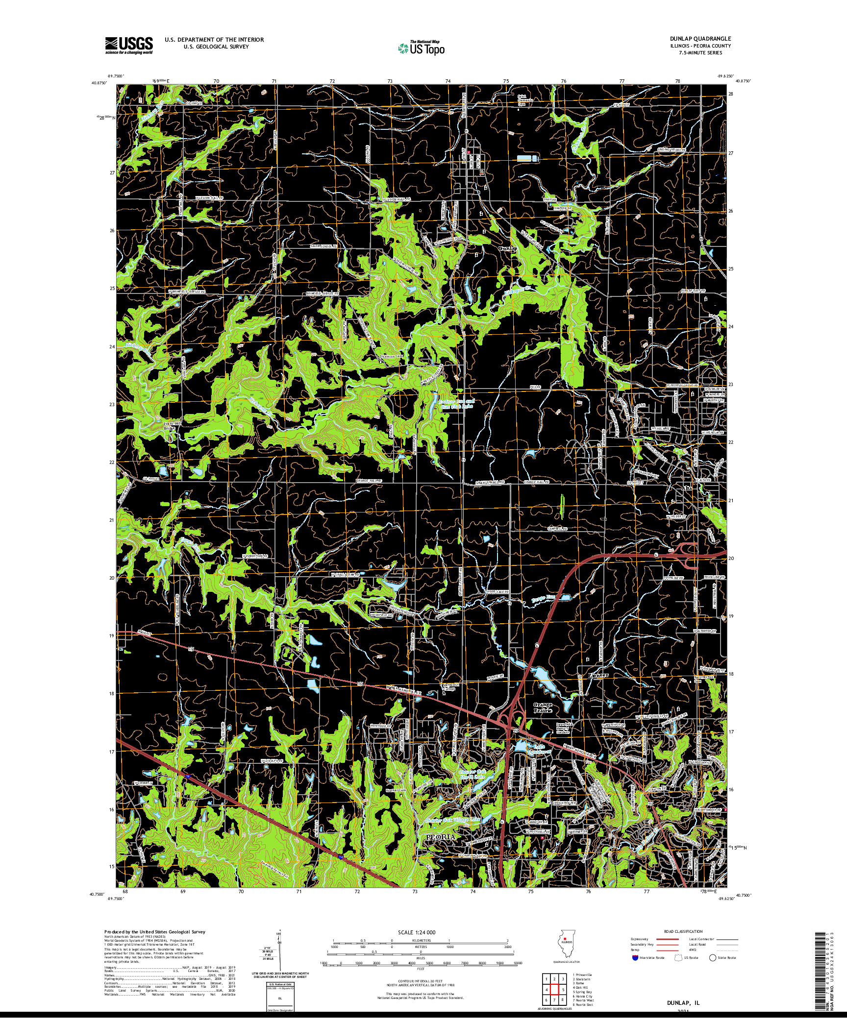 USGS US TOPO 7.5-MINUTE MAP FOR DUNLAP, IL 2021