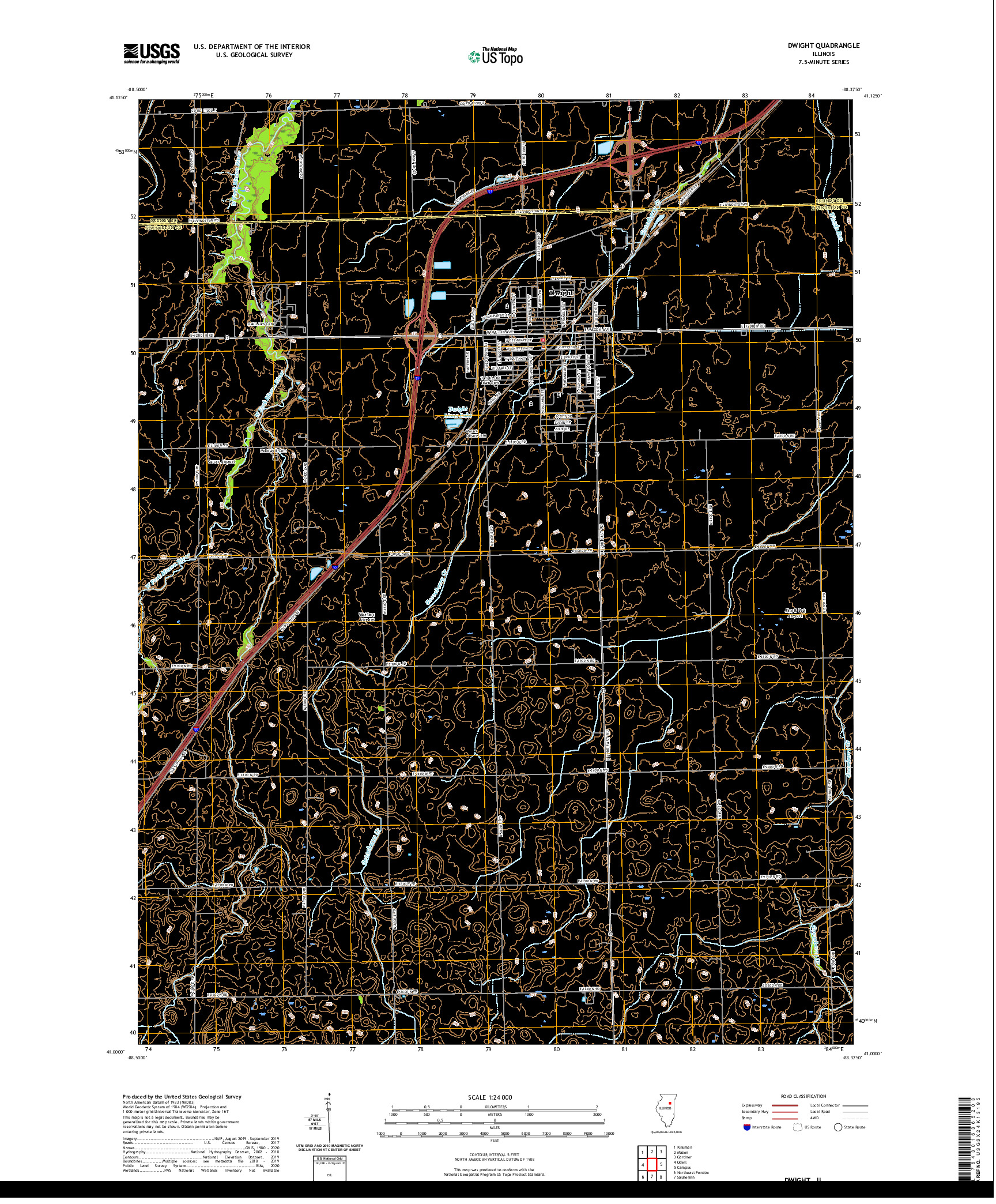 USGS US TOPO 7.5-MINUTE MAP FOR DWIGHT, IL 2021