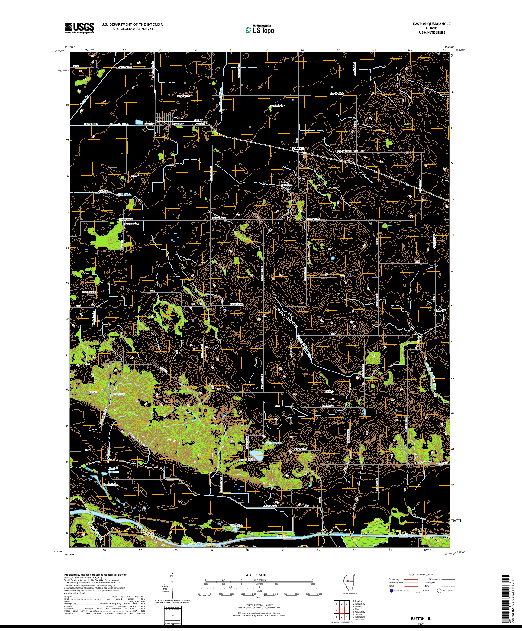 USGS US TOPO 7.5-MINUTE MAP FOR EASTON, IL 2021