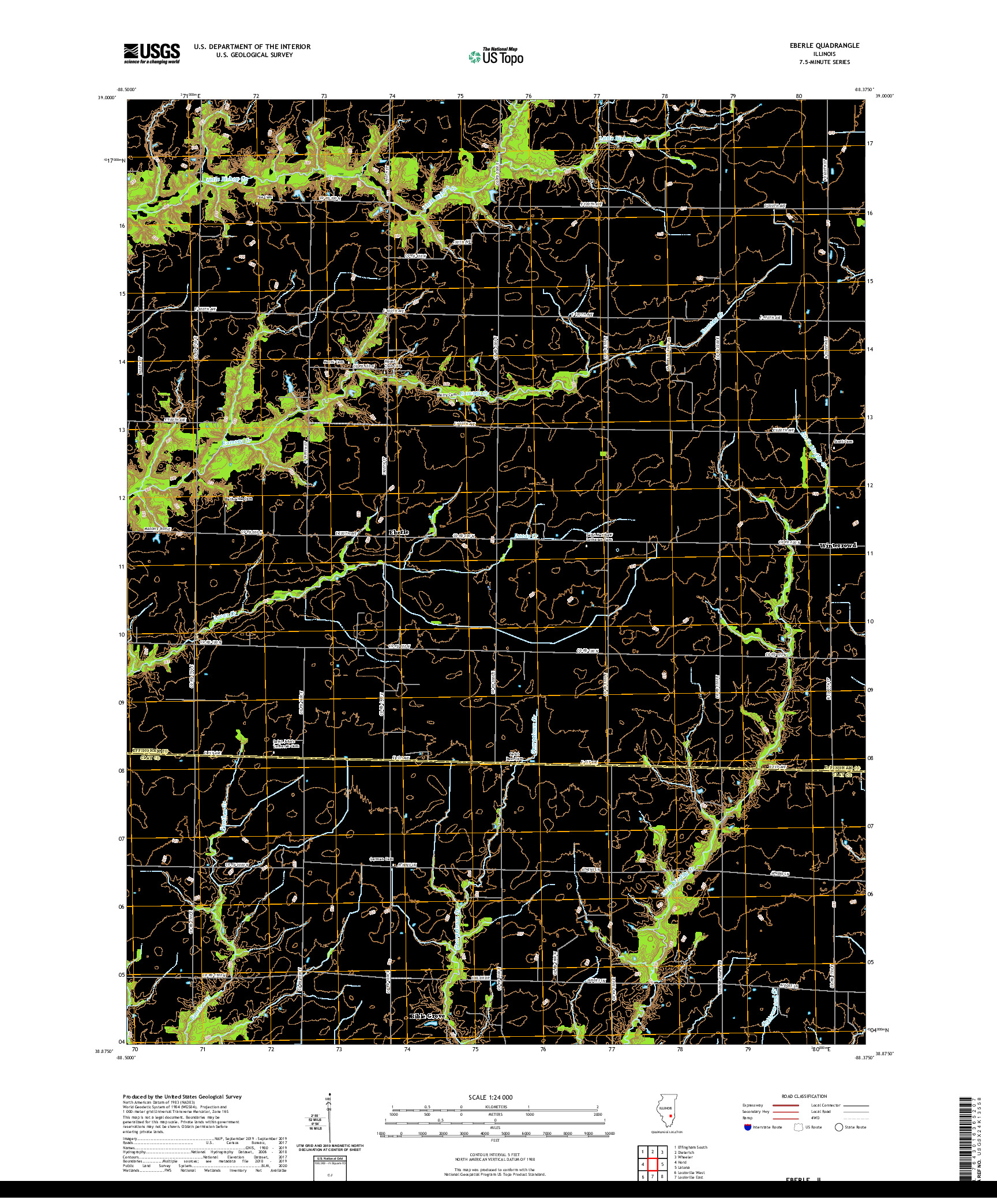 USGS US TOPO 7.5-MINUTE MAP FOR EBERLE, IL 2021