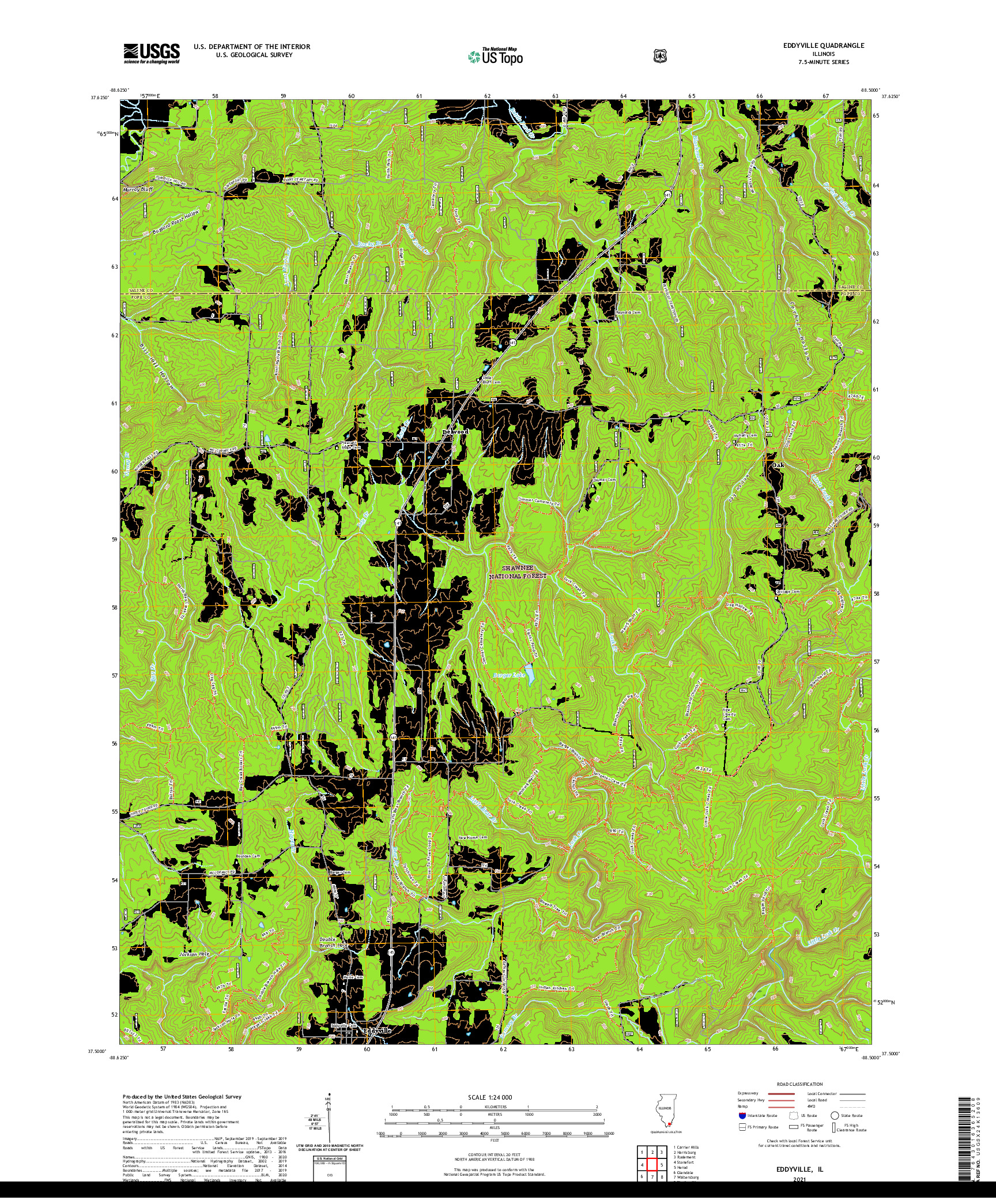 USGS US TOPO 7.5-MINUTE MAP FOR EDDYVILLE, IL 2021